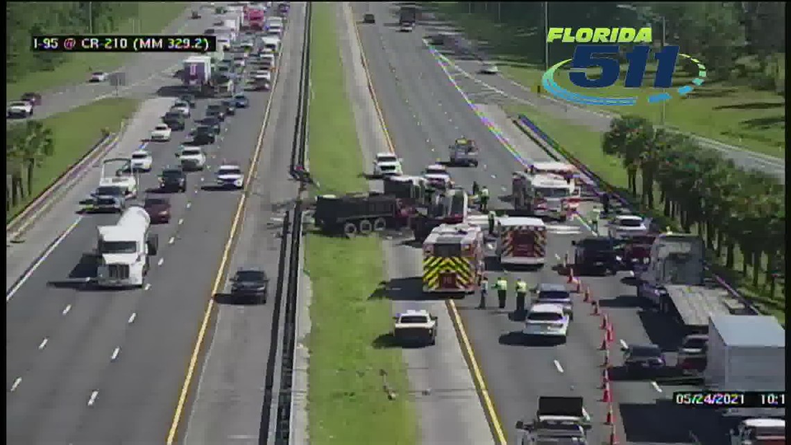 All lanes of I95 at CR 210 back open after crash in St. Johns County