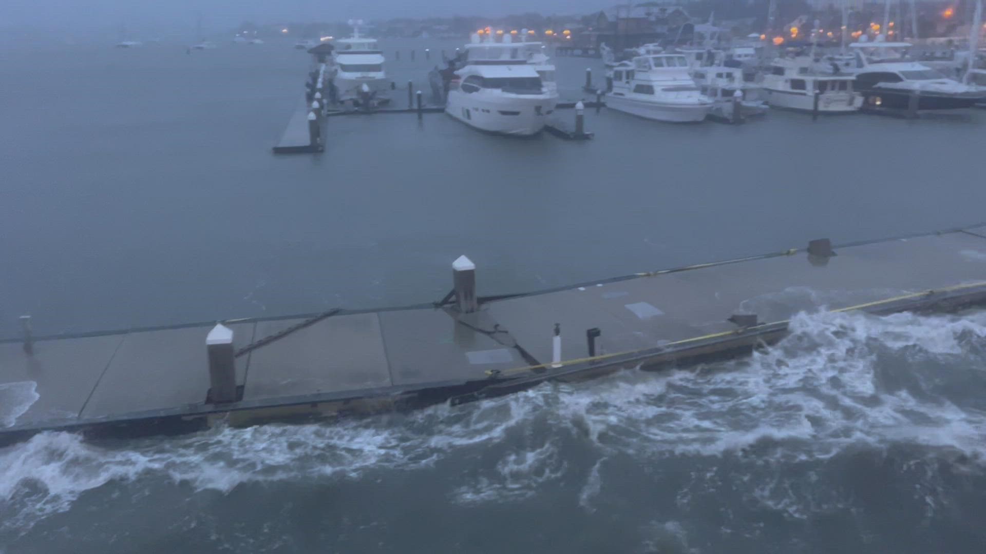 This is the St. Augustine Marina just before hightide Thursday as Tropical Storm Nicole makes her presence known on the First Coast.