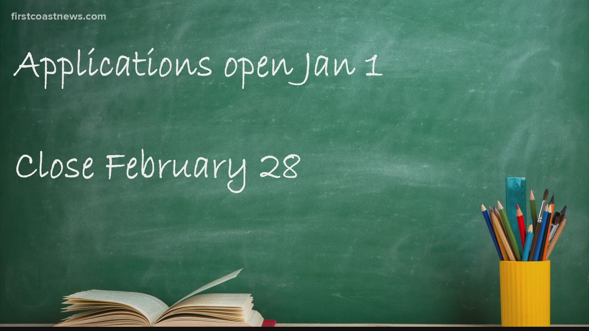 The applications opened Jan. 1 and will close Feb. 28. Results are available usually in mid-April.