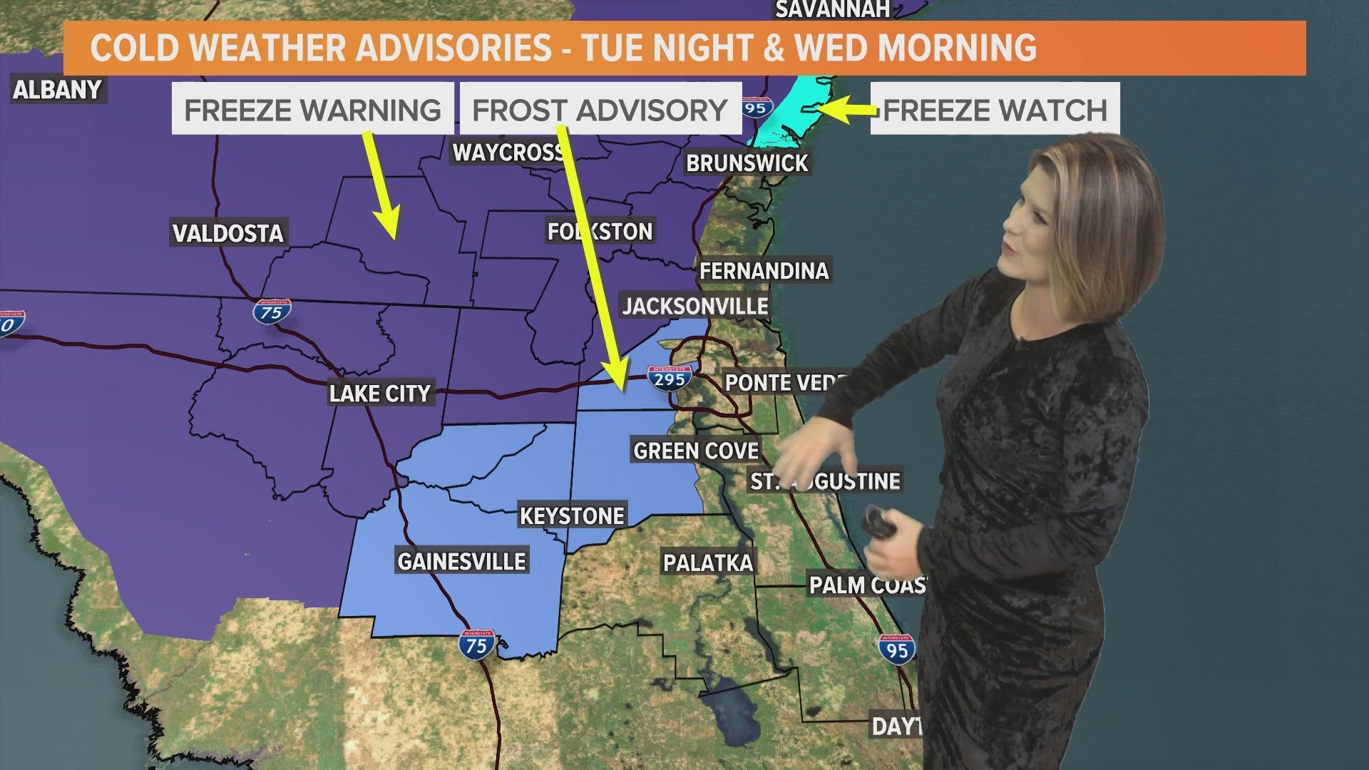 Meteorologist Lauren Rautenkranz says it gets even colder Wednesday morning in Jacksonville.