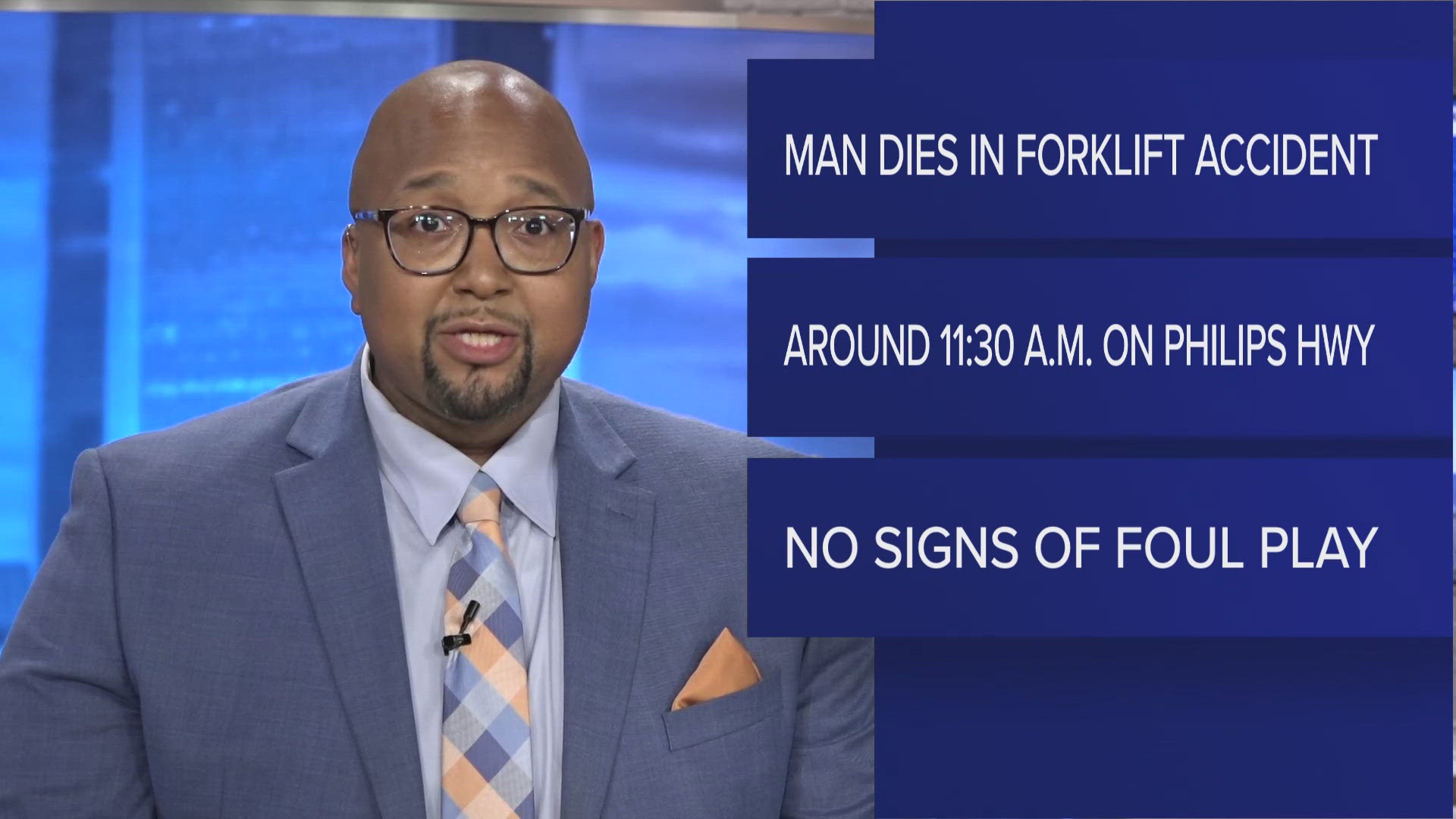 Police noted the man was "trapped" between the arms and body of a forklift.