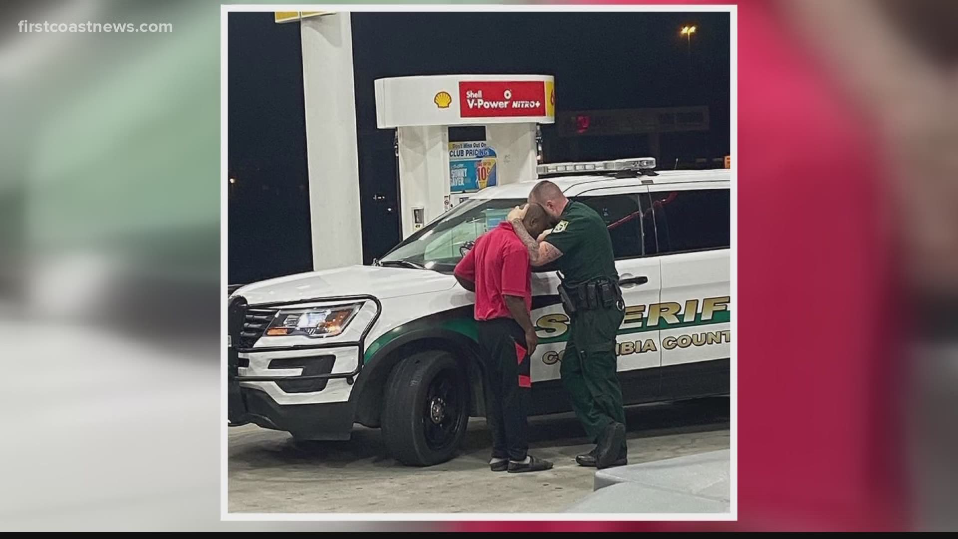 The Columbia County Sheriff's Office posted the photo to its Instagram page, saying a traveler from Texas spotted the poignant moment and shared it with CCSO.