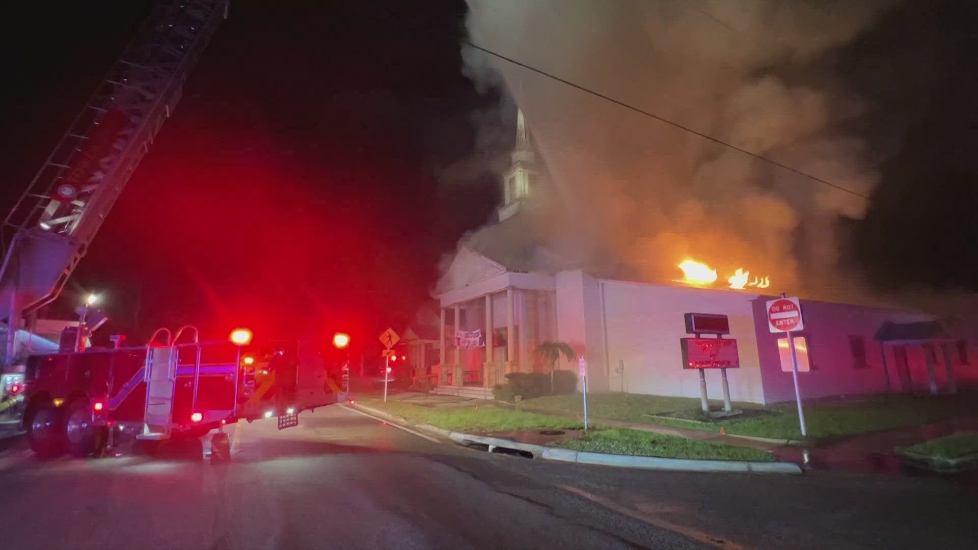 Multiple fire rescue departments responded to the Flagler Playhouse around 10 p.m. on Sunday to discover heavy smoke pouring from the building.