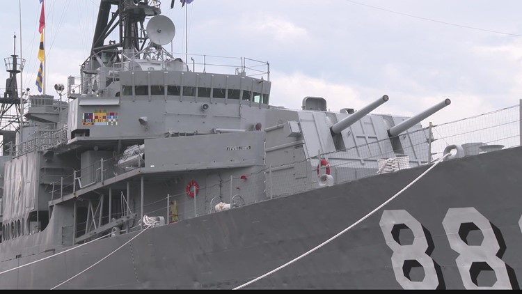 How long will the Jacksonville Naval Museum USS Orleck stay along Jacksonville's riverfront?