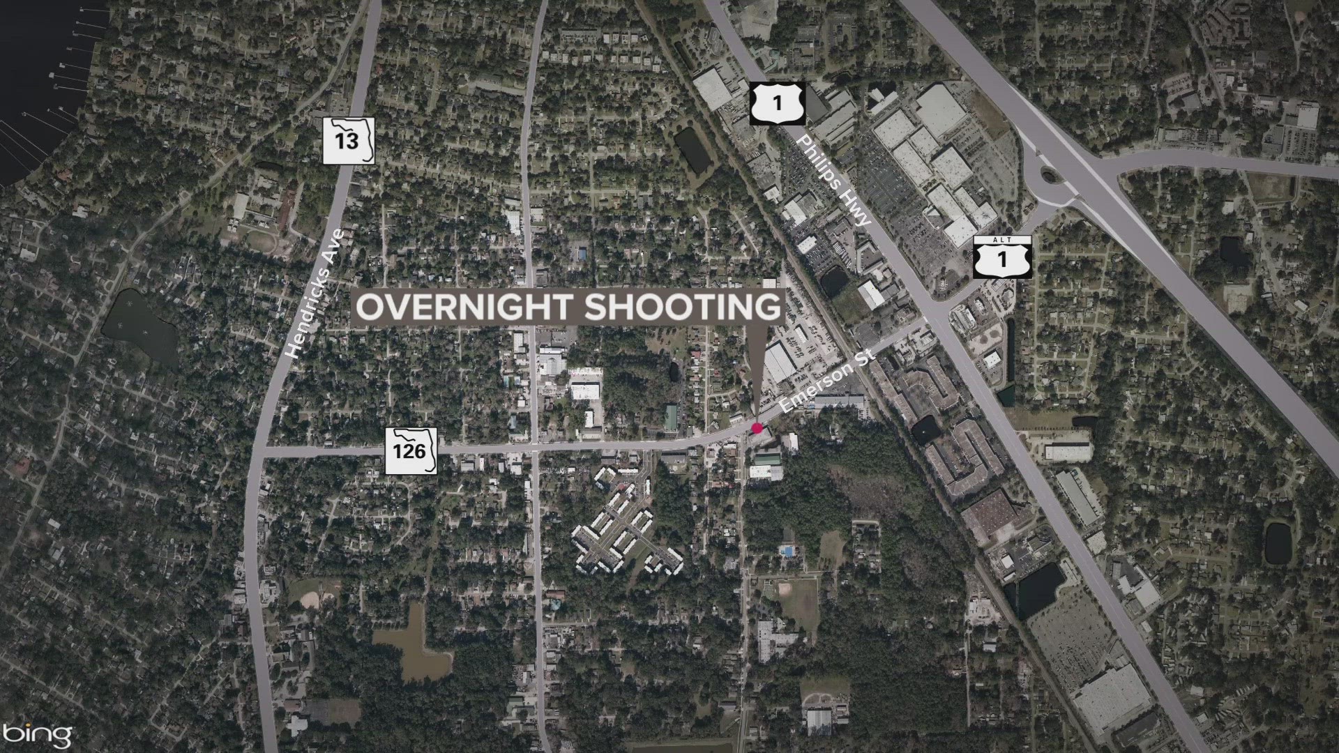 Police say bullets also struck five vehicles in addition to the two men who were shot in the leg during the shooting.