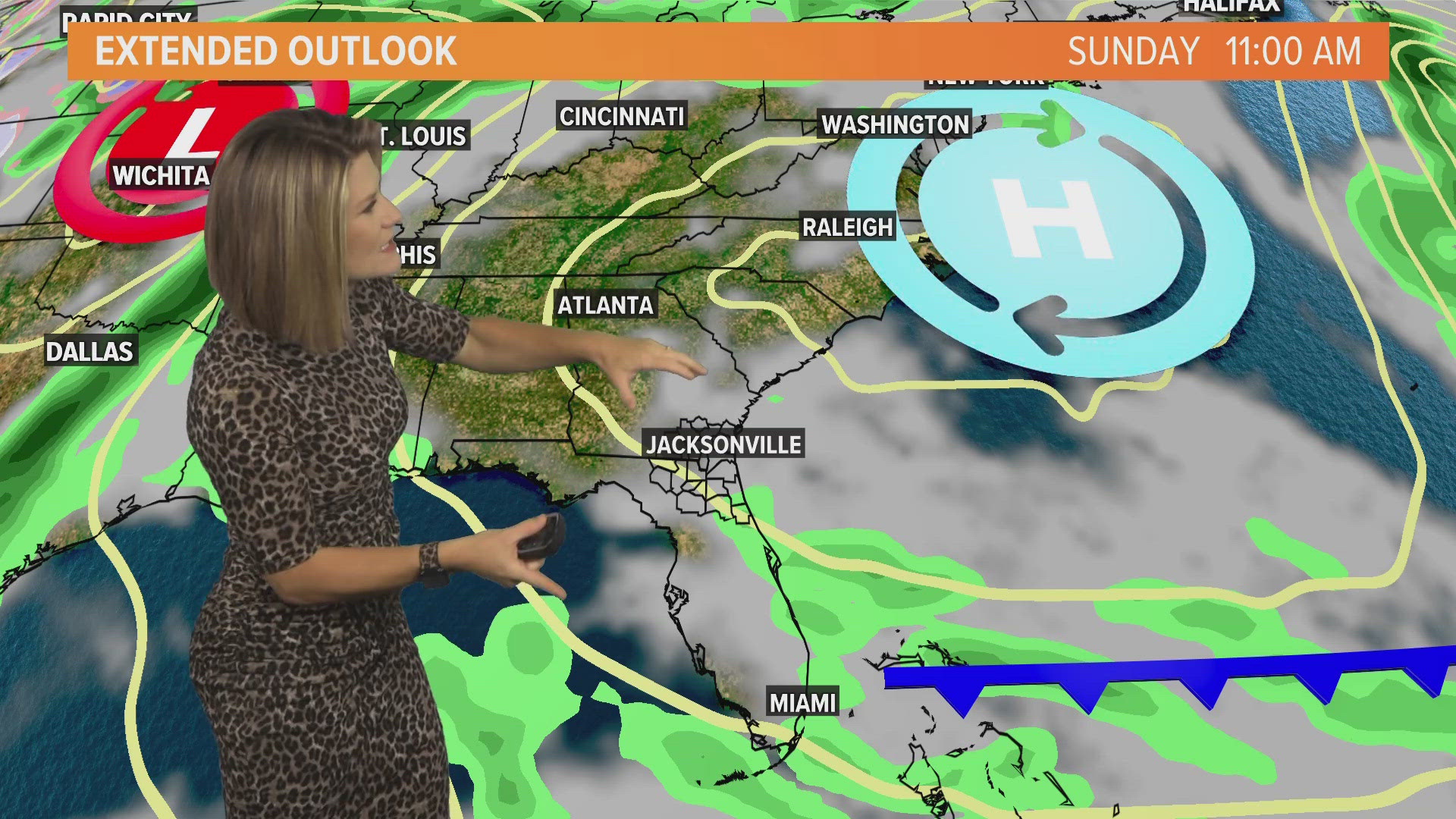 Meteorologist Lauren Rautenkranz says Jacksonville will be between high and low pressure systems this weekend keeping conditions rather breezy.