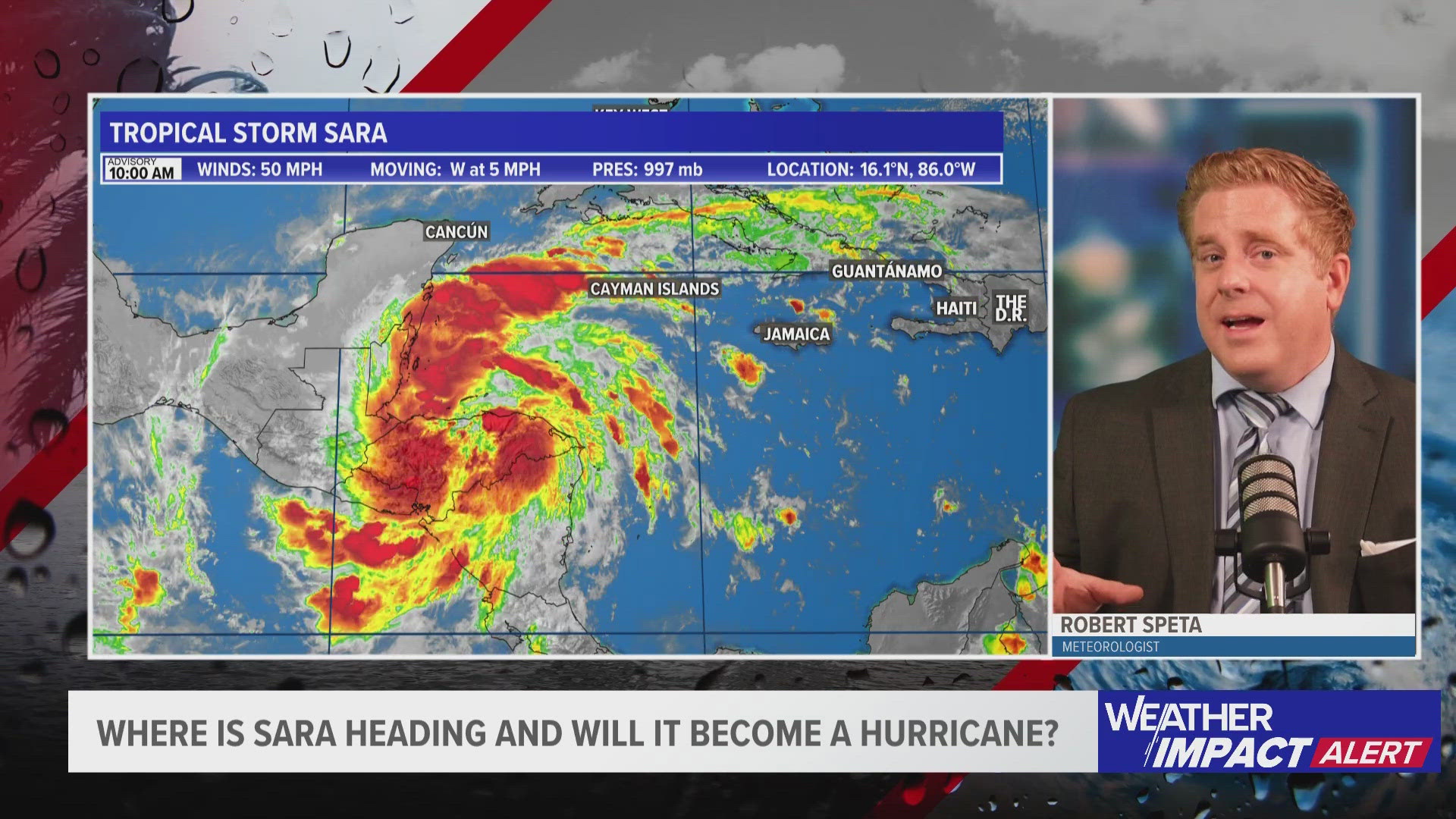 Sara will continue to slowly track across Central America through the weekend. Floridians should at least be aware that rain will be likely by late Tuesday evening.