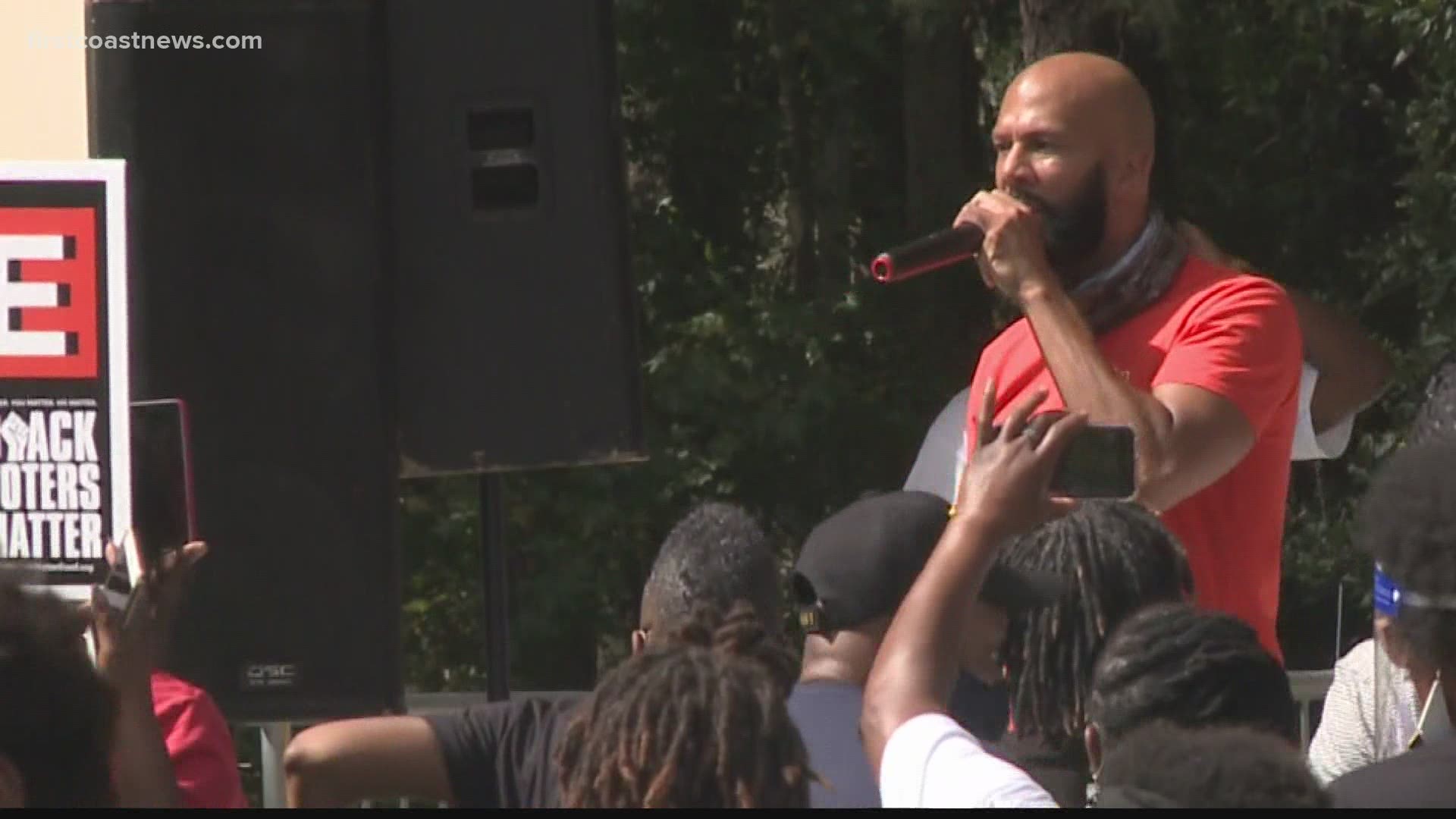 Rapper and actor Common spoke to a crowd Saturday afternoon in northwest Jacksonville and encouraged Black voters to make their voices heard at the polls.