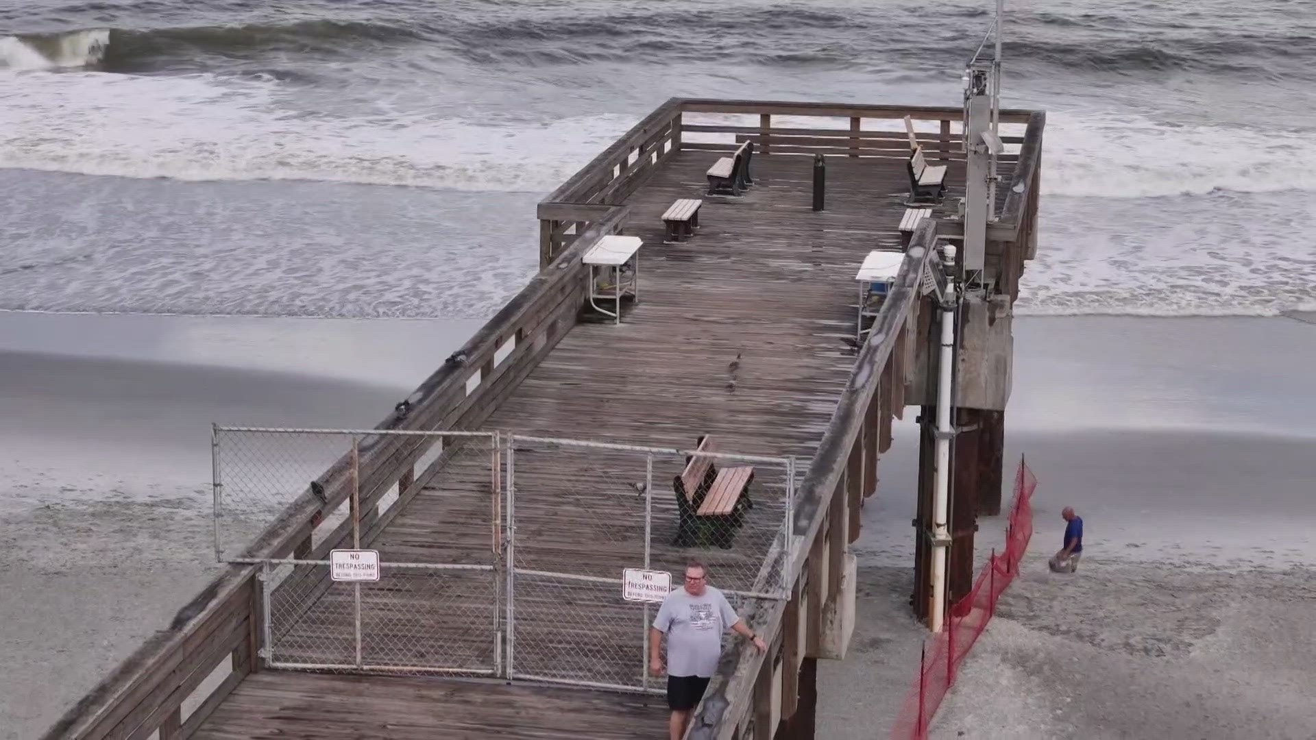 The issue was revealed after sand was placed beyond the length of the pier during beach restoration.