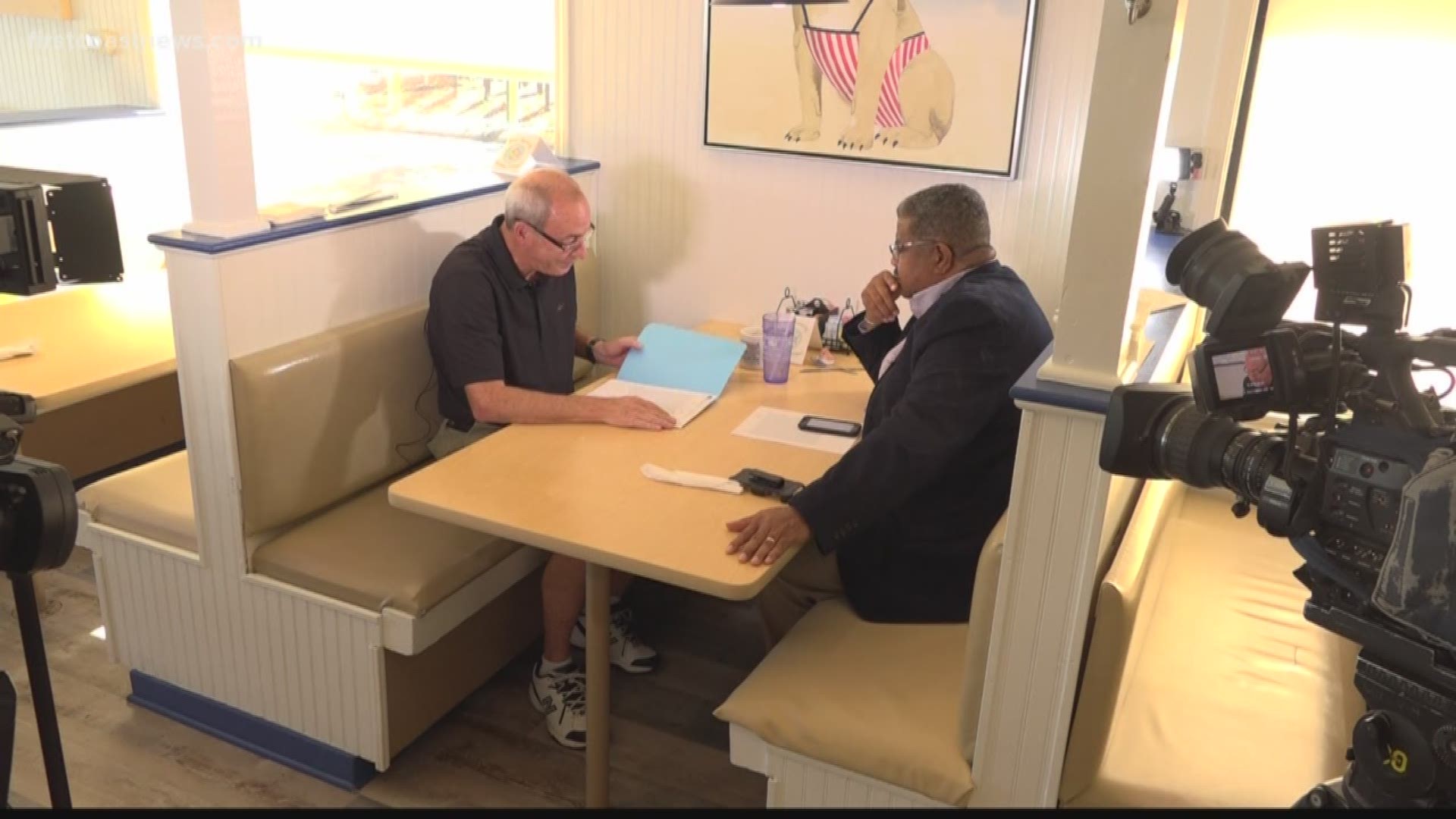 Mike Agner came to Beach Diner with his paperwork about a problem with the former General Motors Acceptance Corporation. "My wife was one of the survivors in the GMAC massacre," he said.