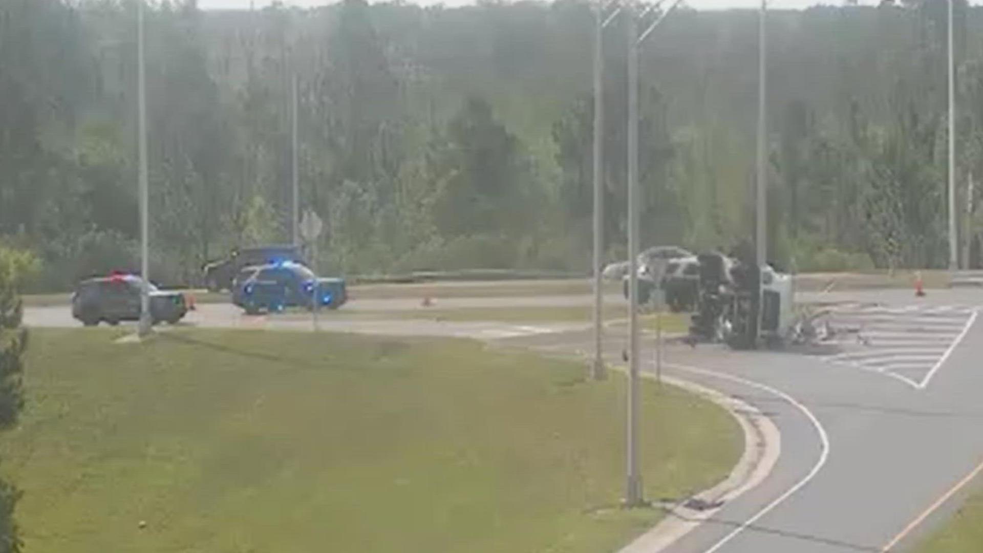 The crash happened around 1:48 p.m. Saturday, according to the Florida Highway Patrol.