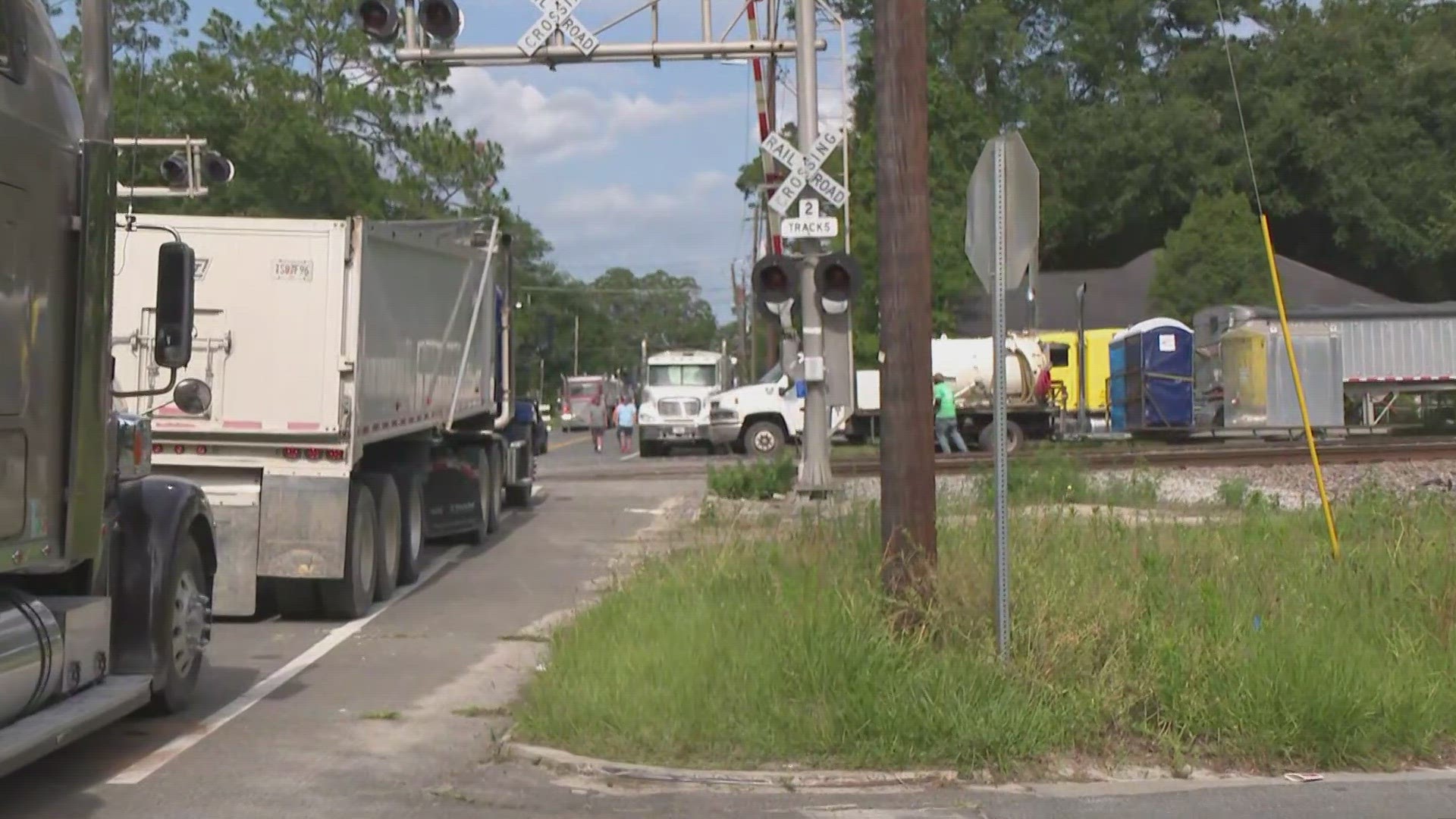 According to Ware County Emergency Management, eight train cars carrying rocks turned over early Thursday morning.