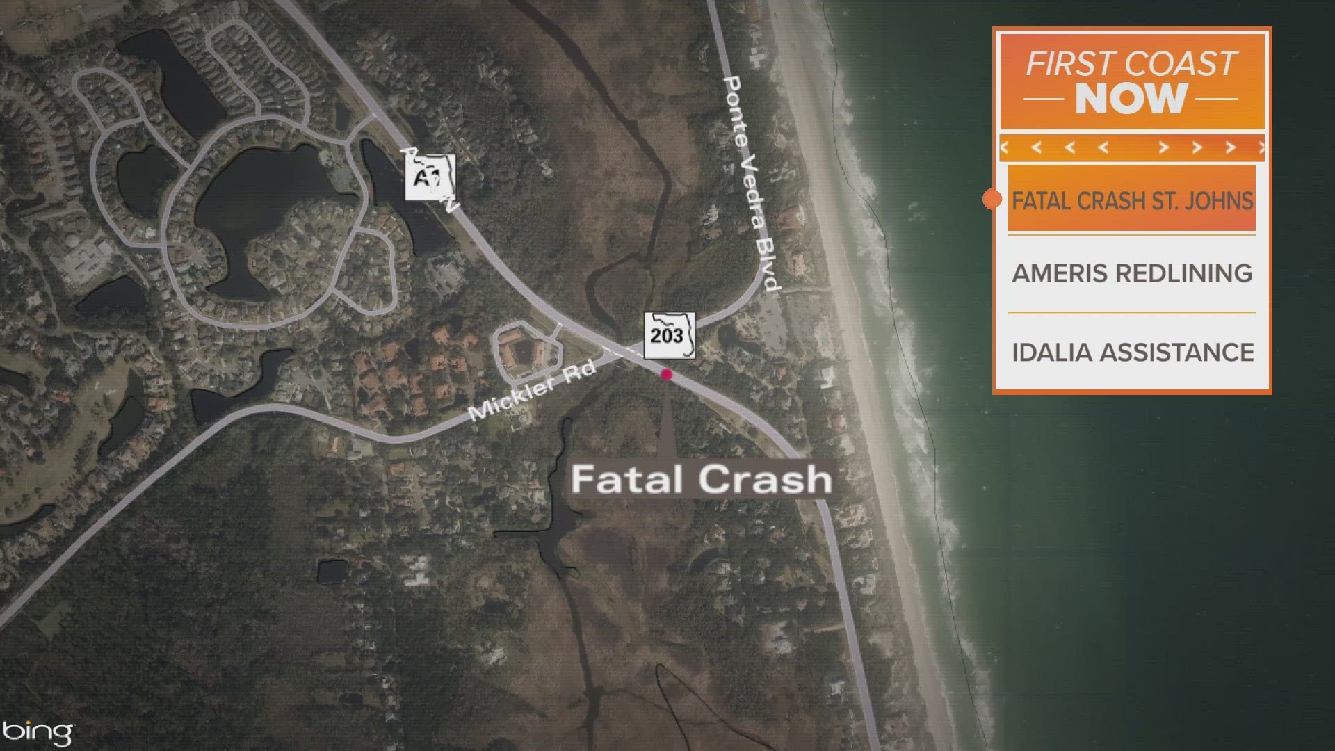 The bicyclist, a 47-year-old man, was hit while traveling south of Mikler Road on State Road A1A in St. Johns County, just after 9:30 p.m. on Saturday.