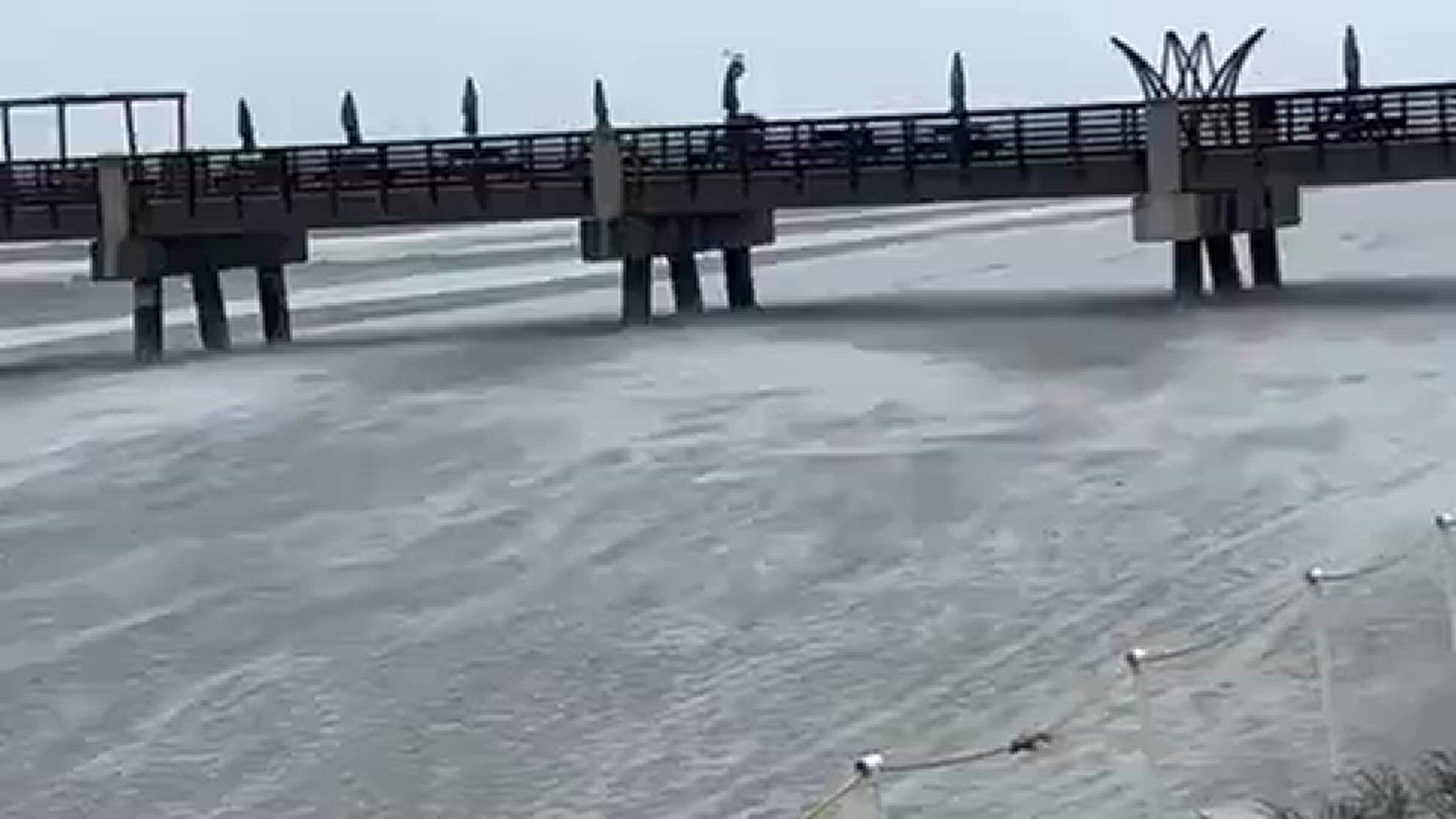 Storm blows around sand at Jacksonville Beach
Credit: Renata Di Gregorio, First Coast News