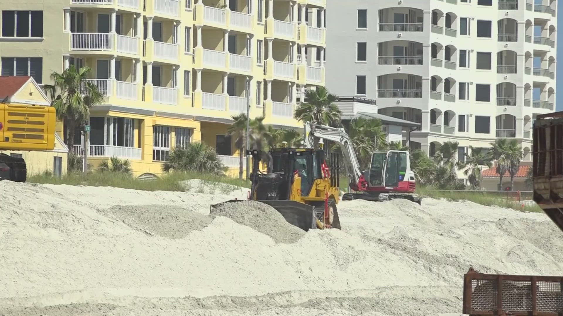 Leaders of Jacksonville gathered near the construction site on Jacksonville Beach, all to address the importance of the beach renourishment project.