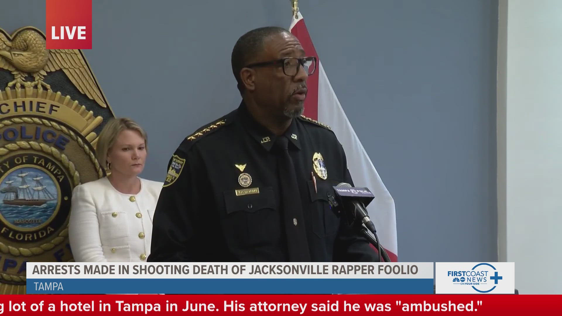 Jacksonville Sheriff T.K. Waters was asked about Yungeen Ace during a press conference announcing arrests in Foolio's death.