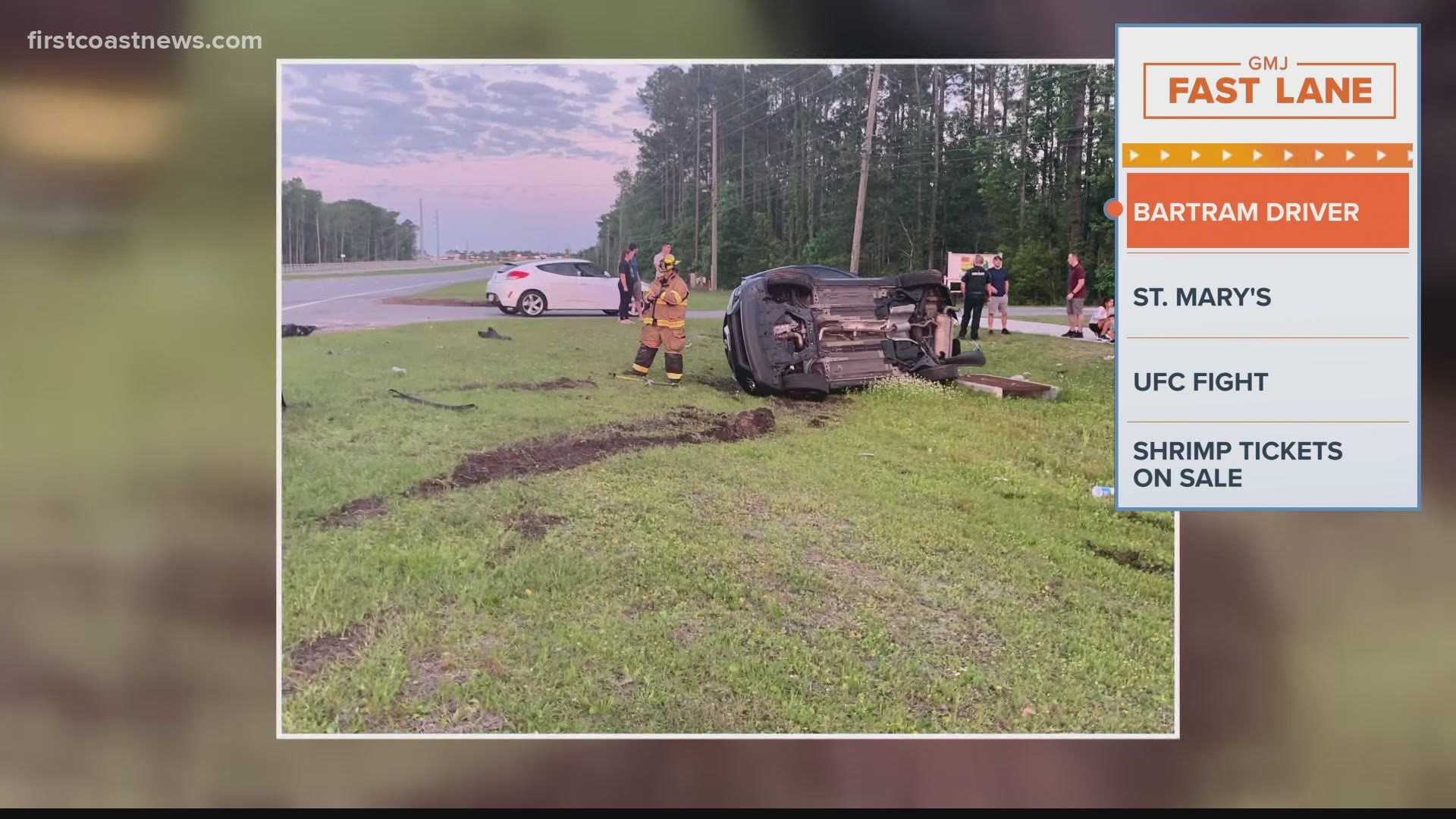 The St. Johns County Sheriff's Office says no one was hurt in a crash Tuesday night. Witnesses say a driver was going the wrong way before crashing into a black SUV.