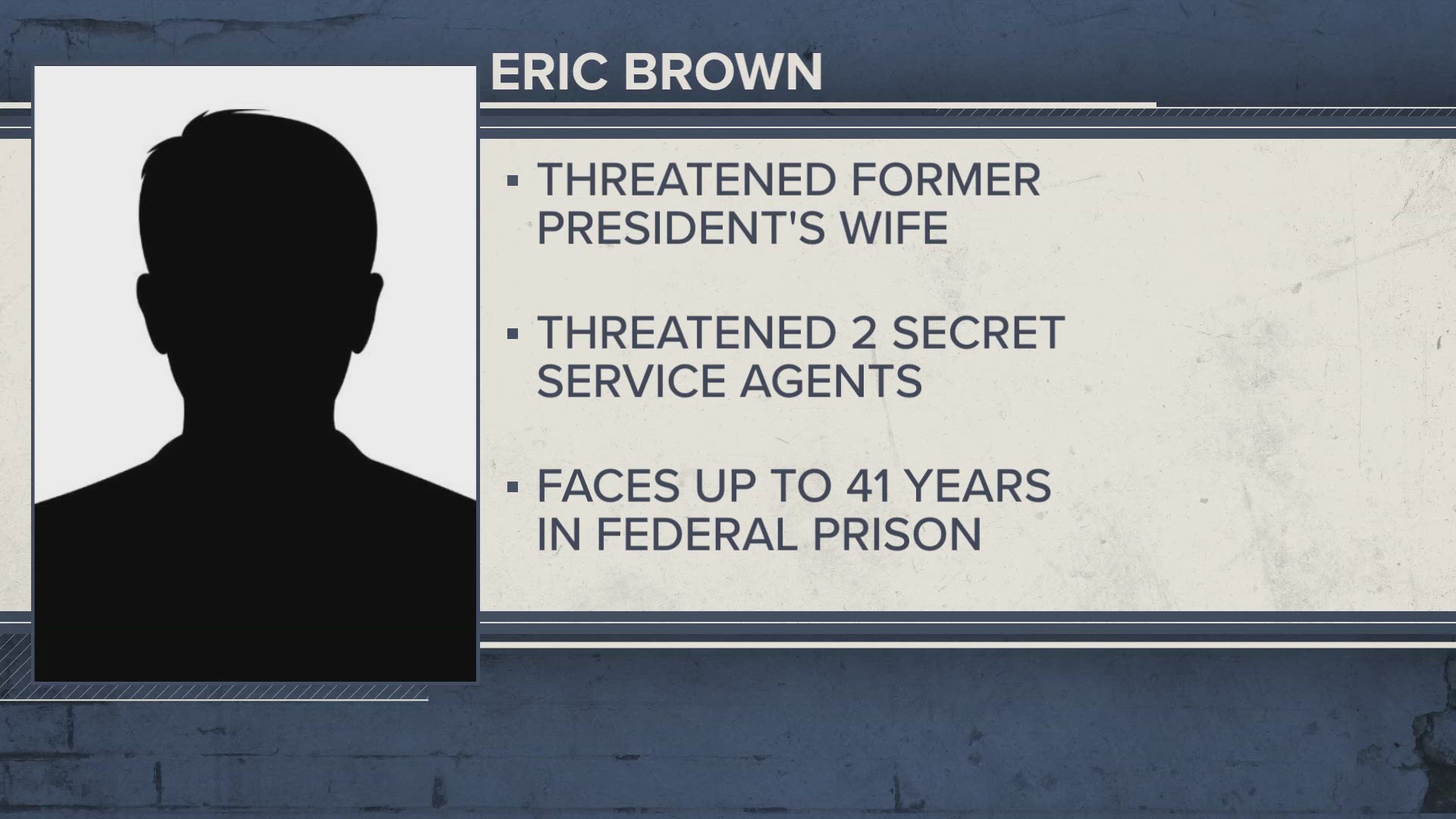 Eric Evan Brown, 57, is accused of threatening to kill the former president's spouse and two United States Secret Service agents.