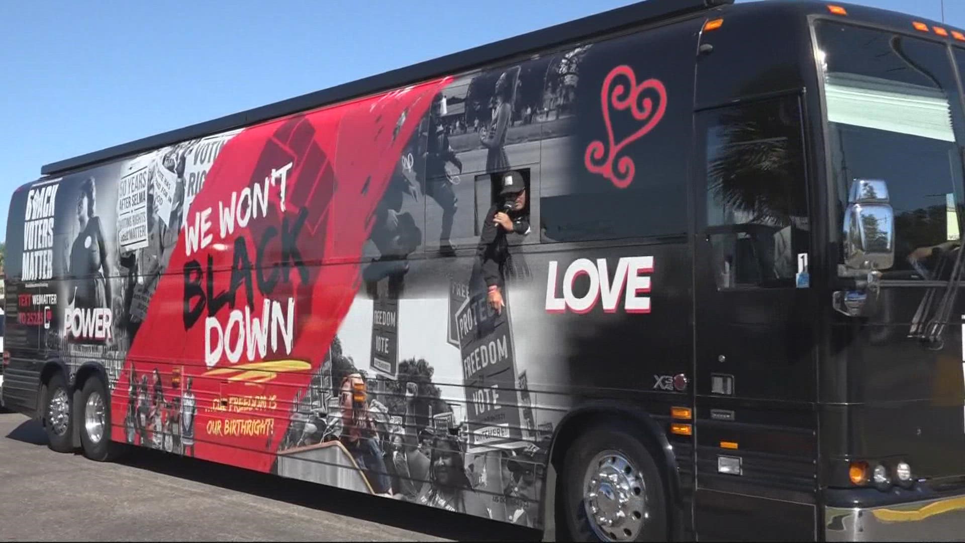The "Blackest Bus in America" arrived in Jacksonville on Friday.