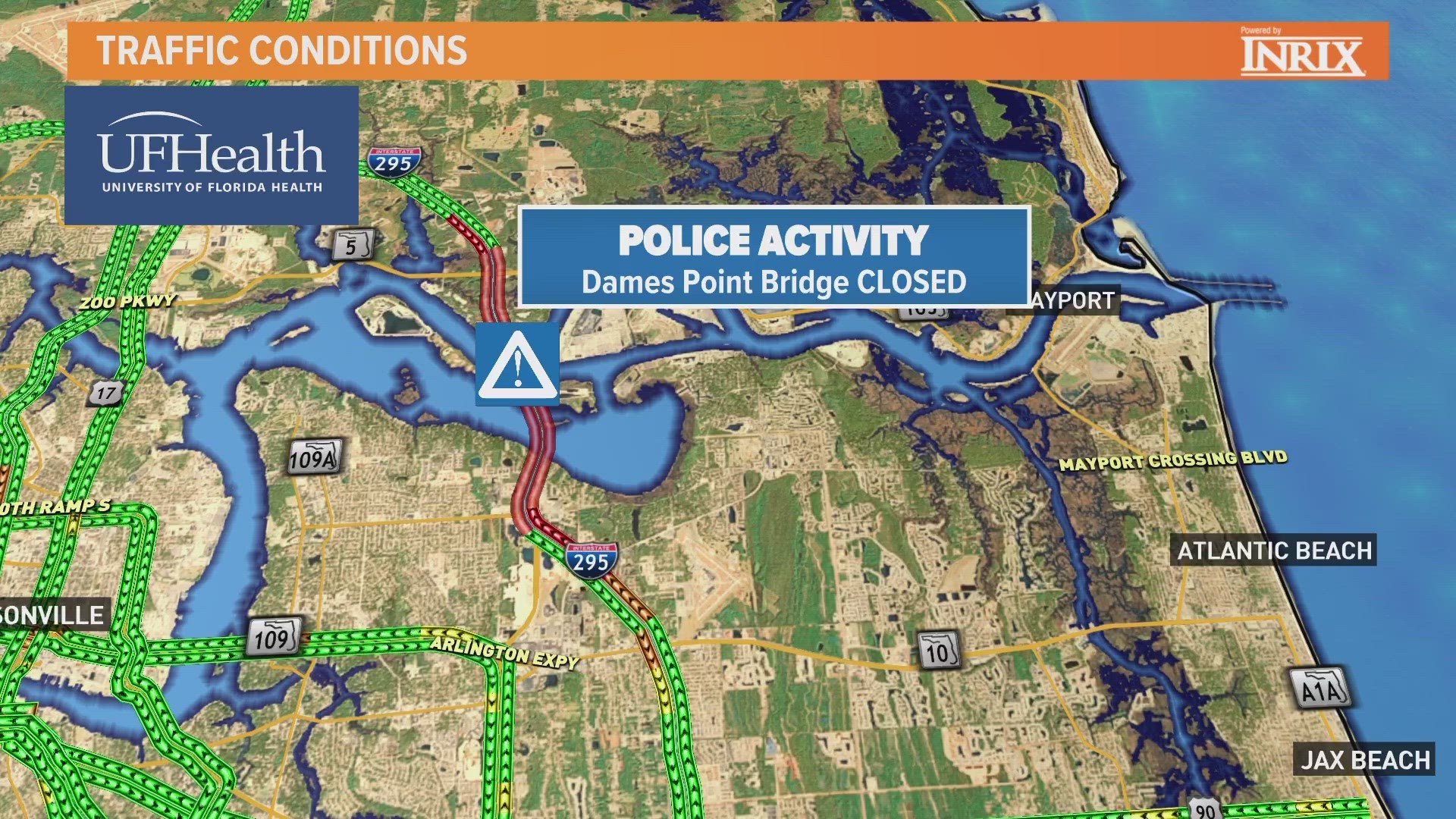 The Dames Point Bridge is closed due to police activity.