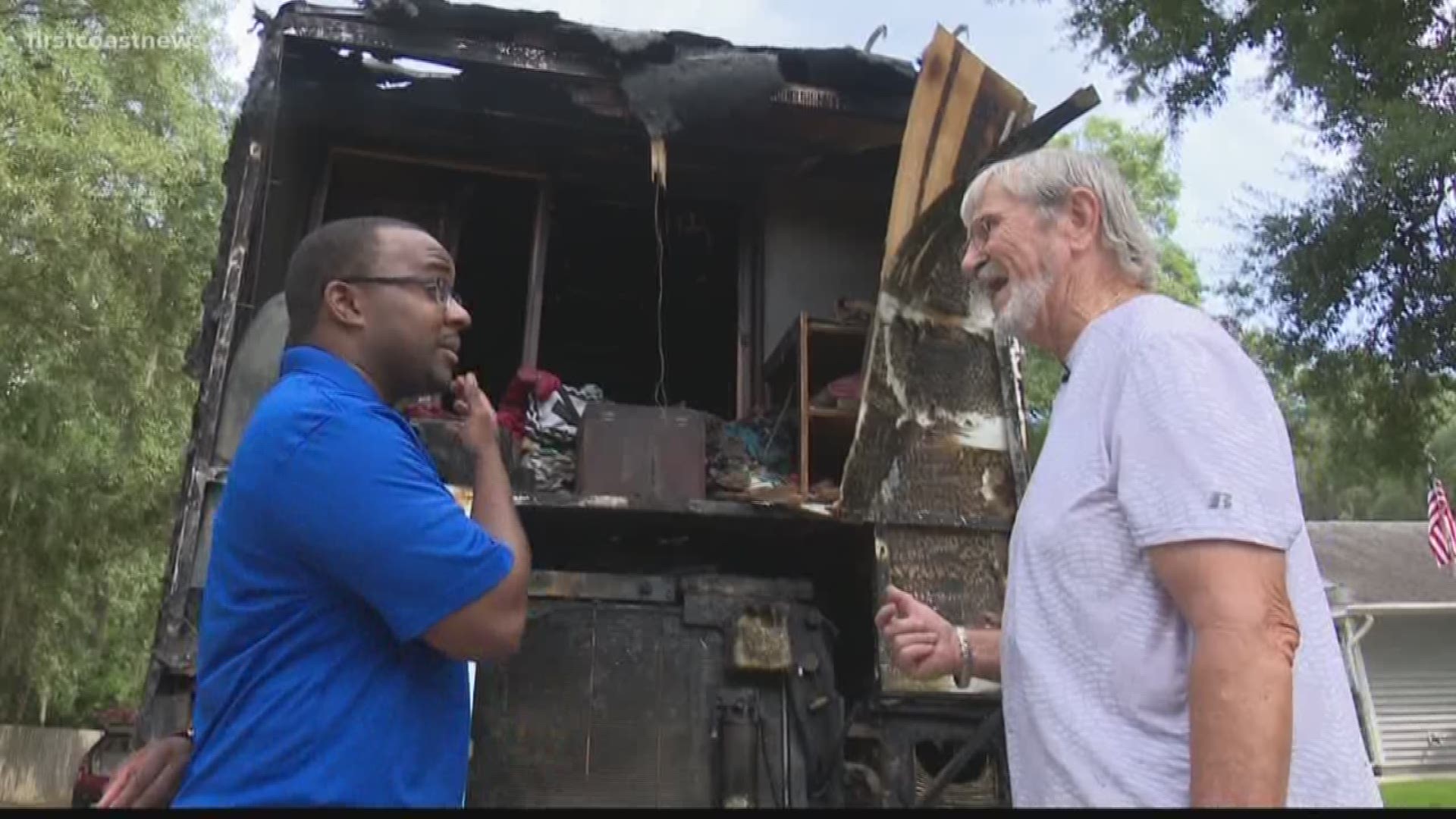 Bill Hancock and his wife are counting their blessings after their RV caught fire Monday afternoon in Arlington.