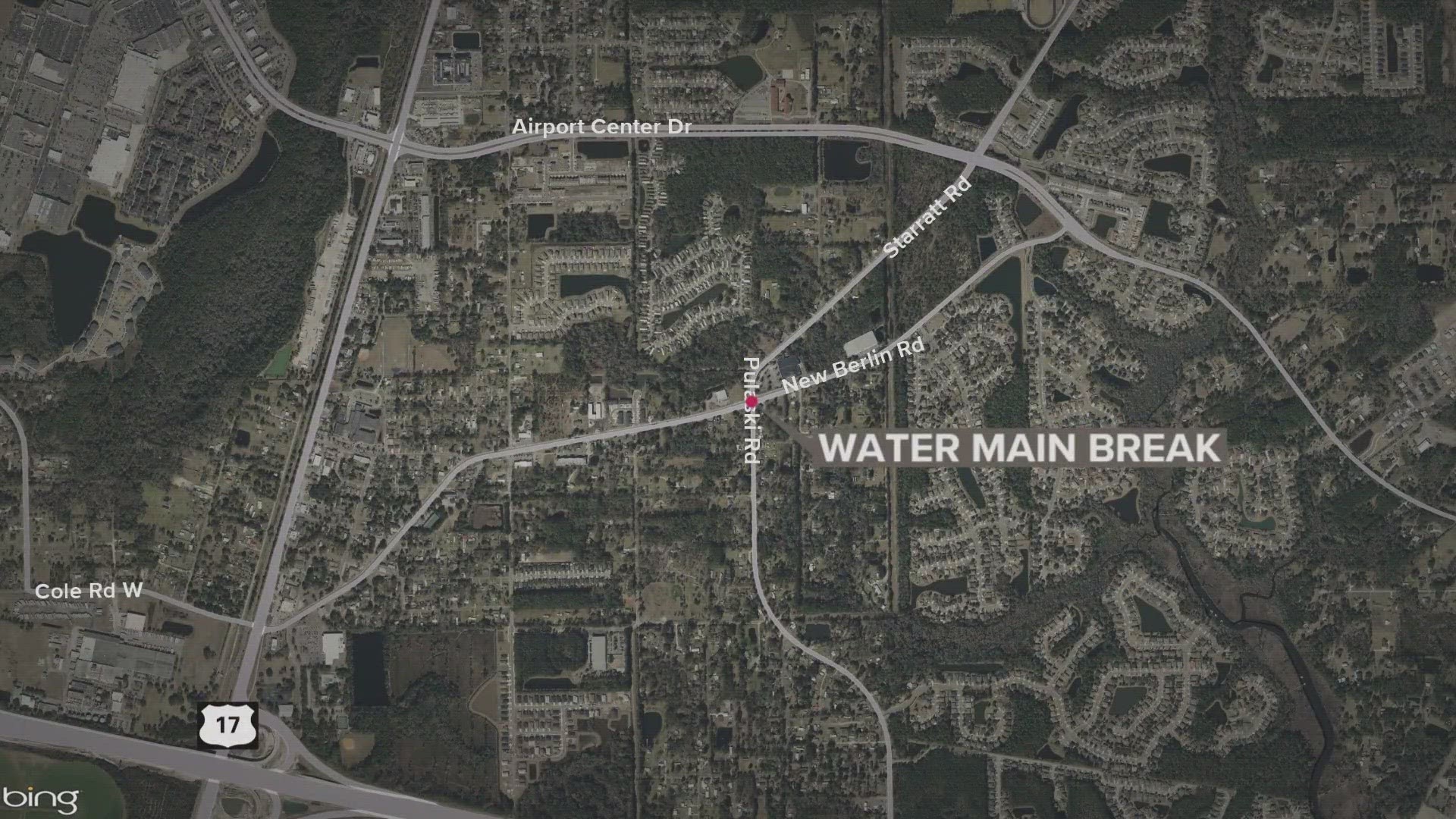 The water main break was reported by the Jacksonville Sheriff's Office around 5:20 p.m. Wednesday.
