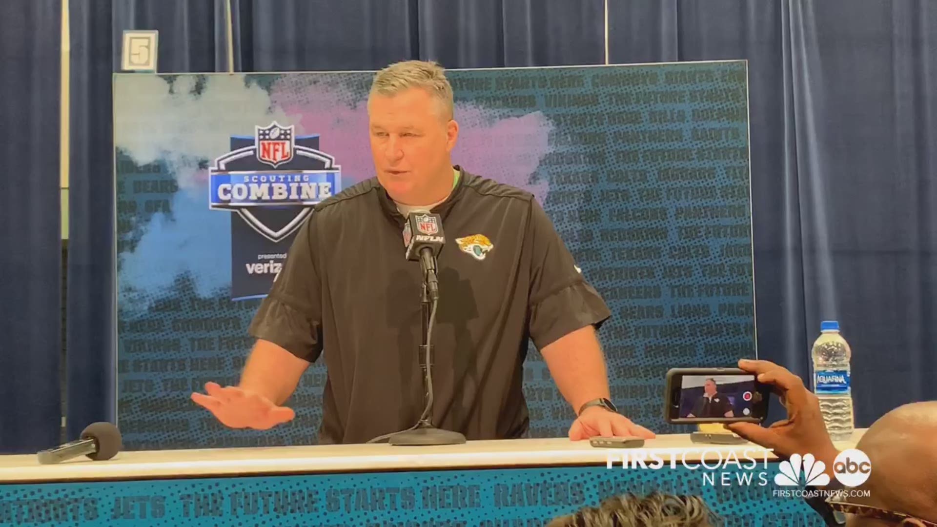 At the 2020 NFL Combine, head coach Doug Marrone talks about the two games being played in London.