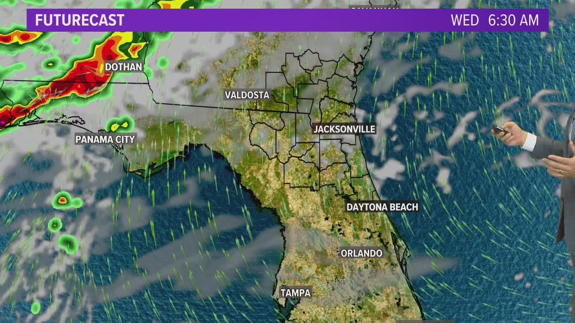 An autumnal cold front will dive its way in across the First Coast Wednesday evening