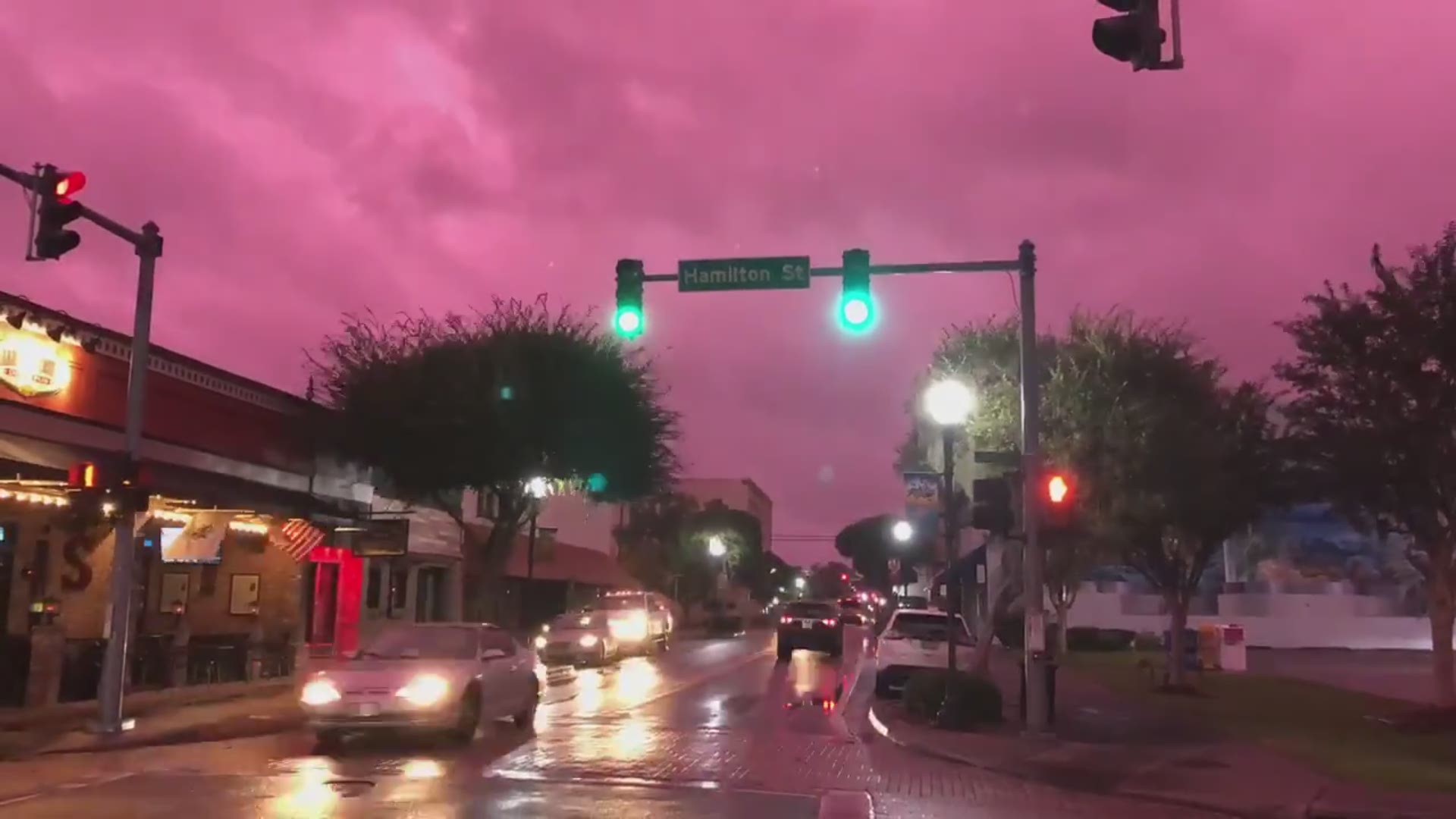 First Coast News viewer Kaci Young sent us this time lapse video of the purple caused by Hurricane Michael.
