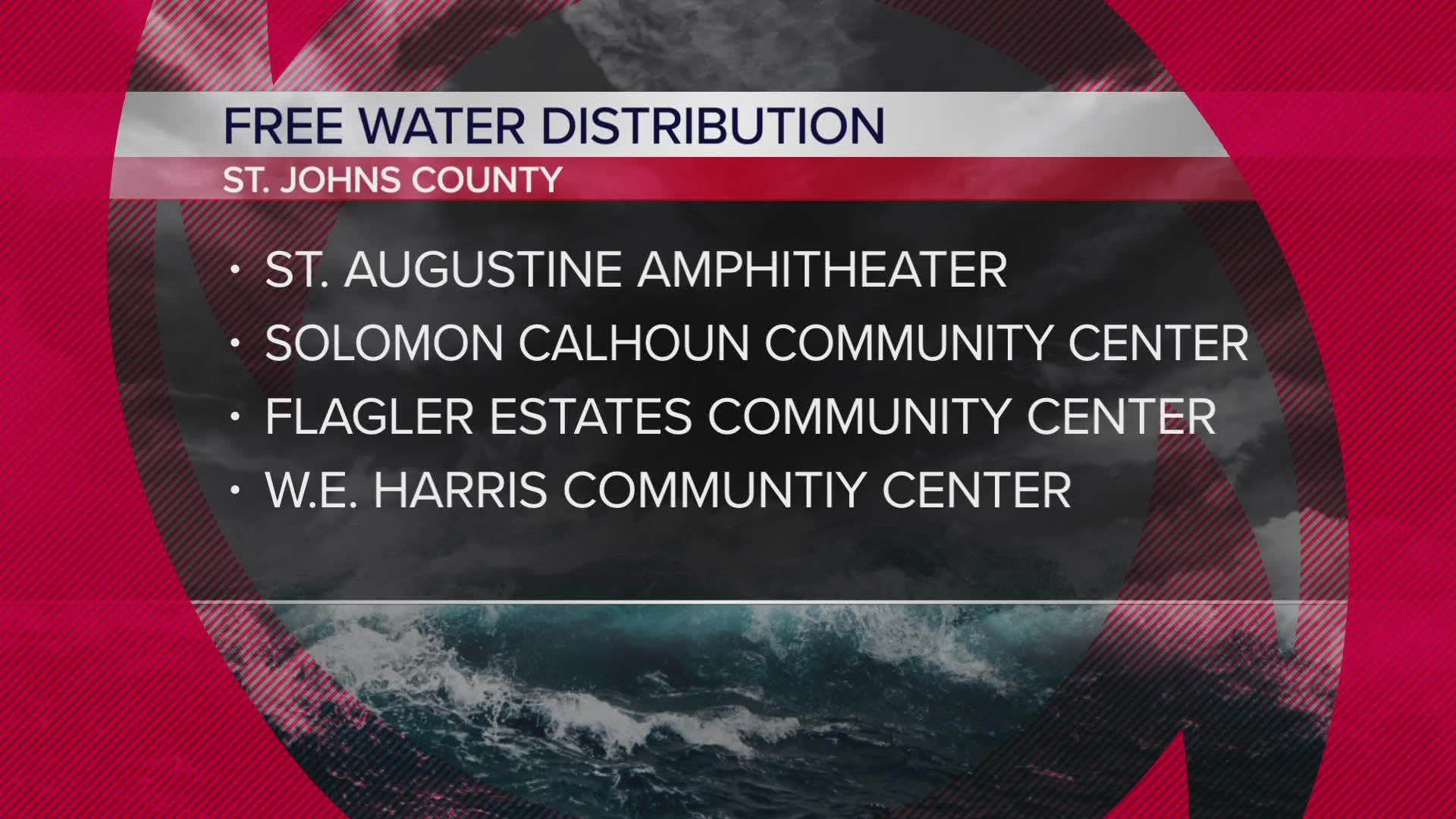 The water is available in St. Augustine and Hastings.
