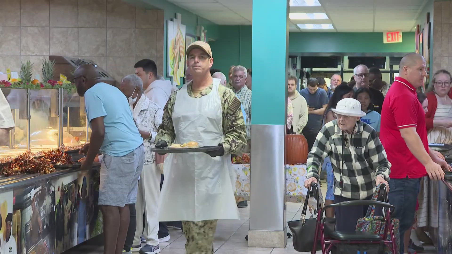 Those who have served and are serving came together today to share a Thanksgiving meal at Naval Station Mayport.