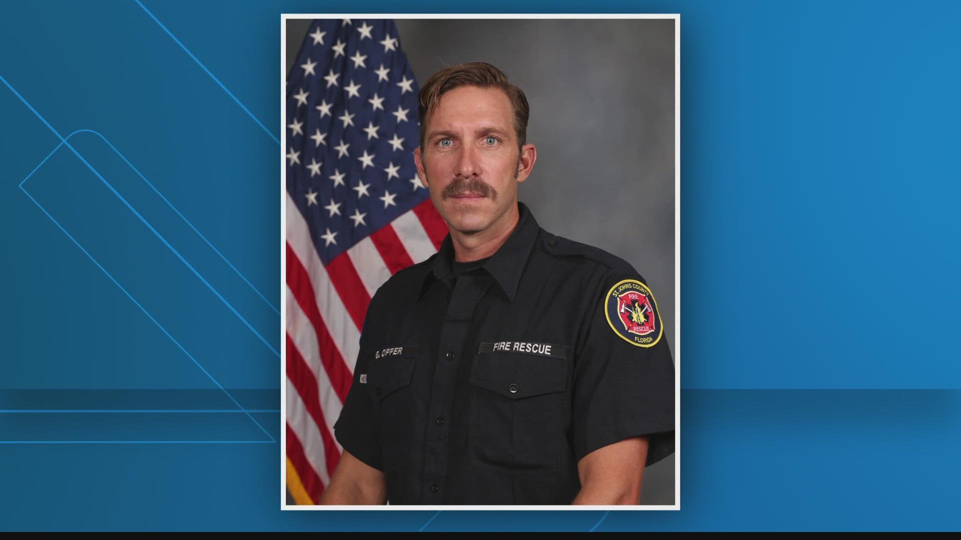 St. Johns County Fire Rescue announced the death of Engineer Garrett A. Opper on Thursday.