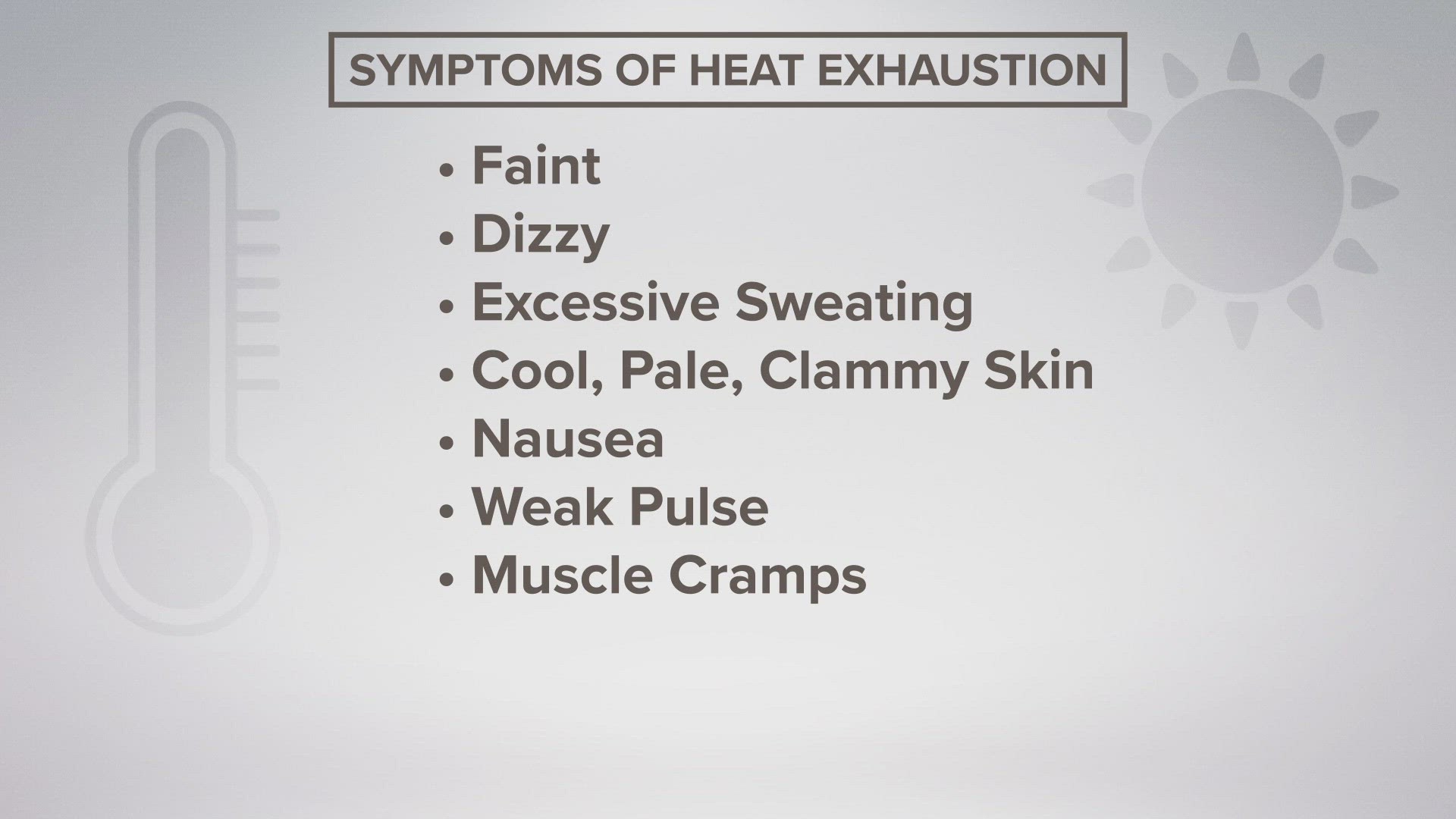 Cool, pale and clammy skin is often the symptoms associated with heat exhaustion while red, hot and dry skin is associated with heat stroke.