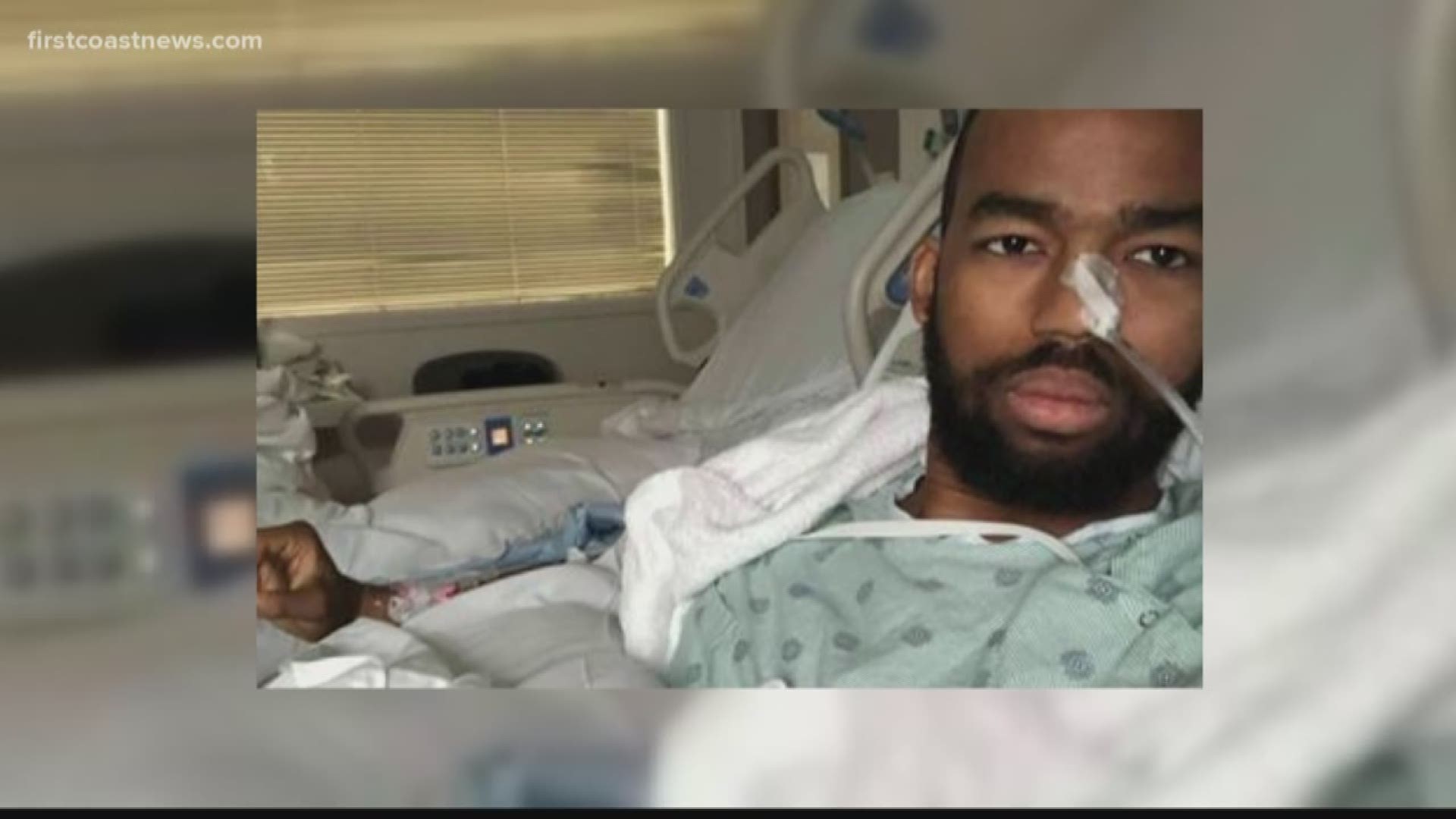 Jordan Chase White, 25, was stabbed by a total stranger near Birdies just before midnight on Sunday. He?s now recovering at the hospital with stab wounds to his liver and kidneys.