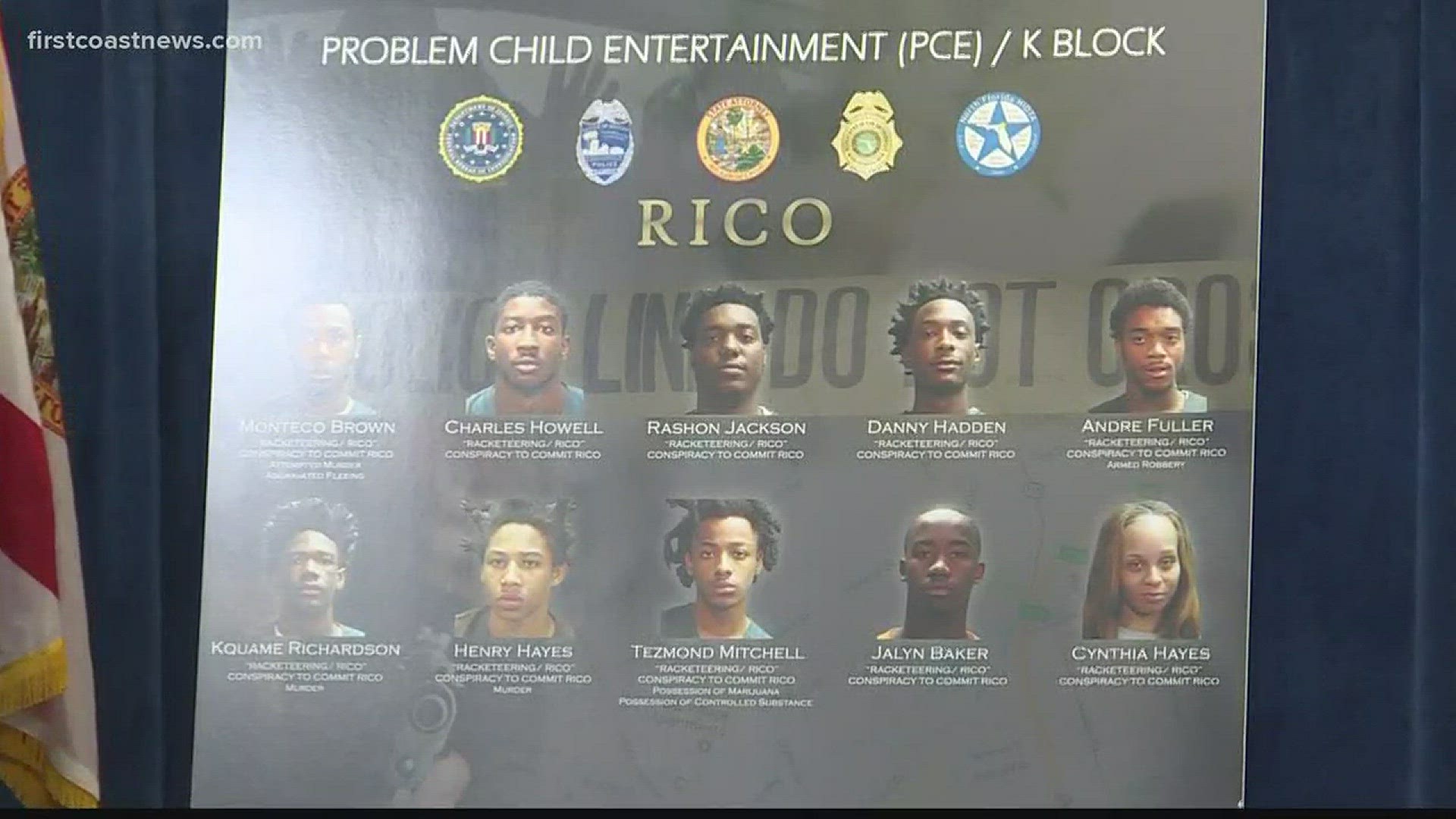 The Jacksonville Sheriff's Office announced Thursday that 10 men were arrested as part of a Racketeer Influenced Corrupt Organization investigation.