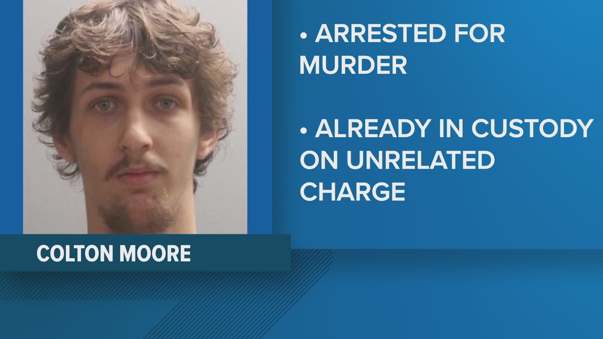 Colton Moore, 19, was charged with the murder of Derek Pitts.