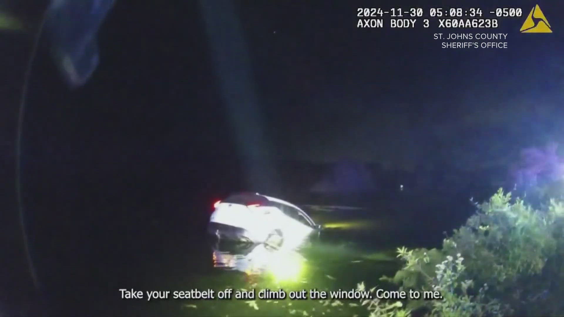 The St. Johns County Sheriff's Office released the footage Wednesday, four days after their deputies rescued the two 18-year-old women from the car.