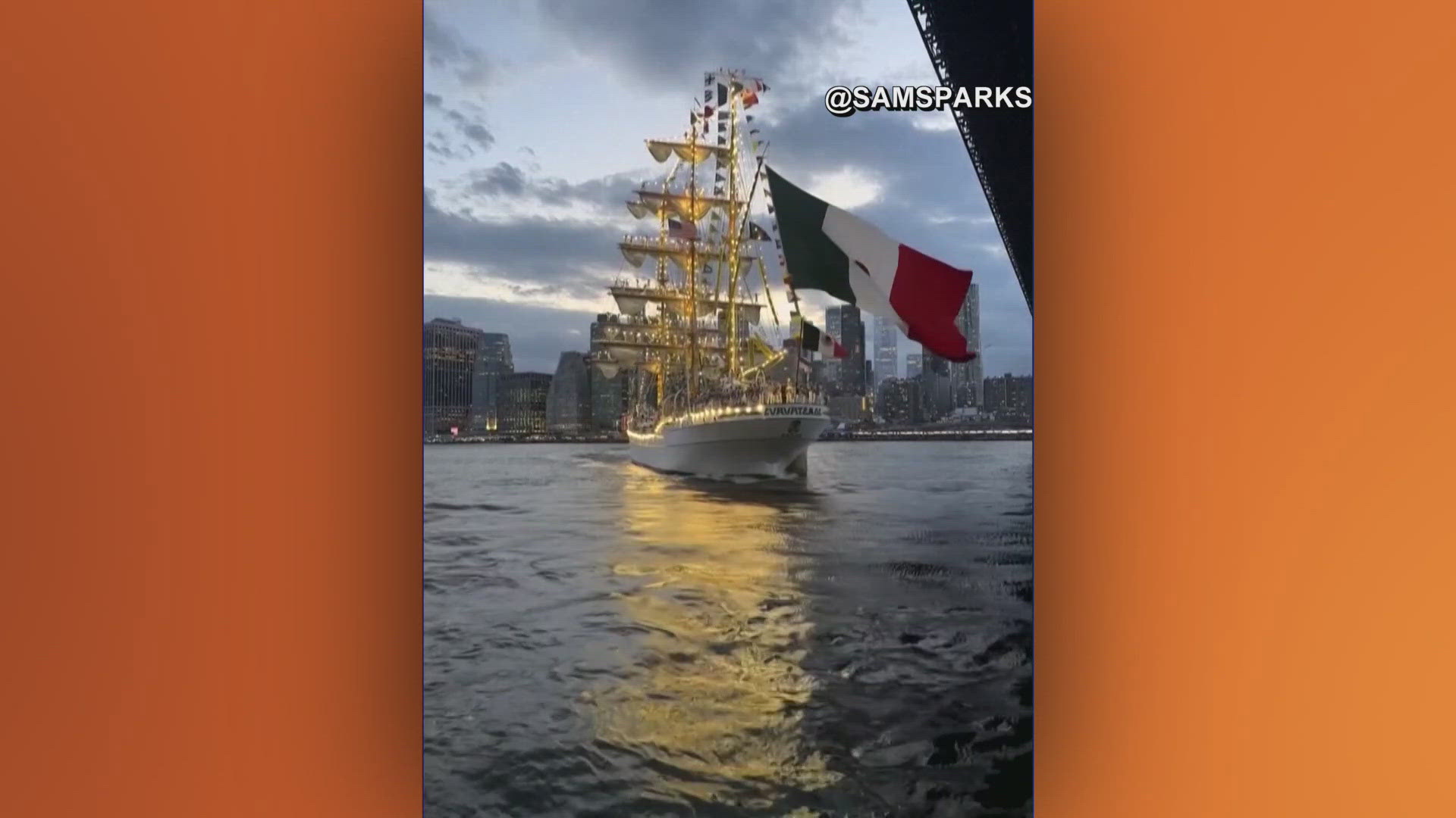 The ship known as the Cuauhtemoc was visiting New York on a global goodwill tour when the accident occurred Saturday evening.
