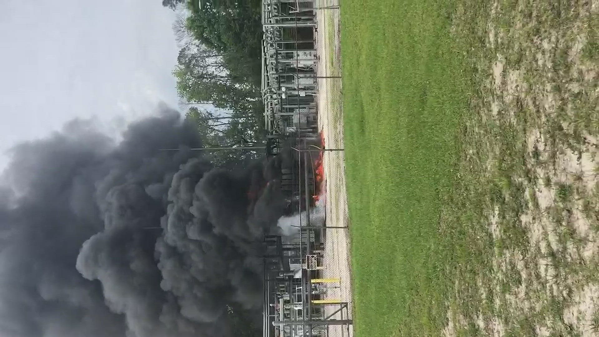 The Orange Park Fire Department provided this footage of a JEA substation fire Saturday.