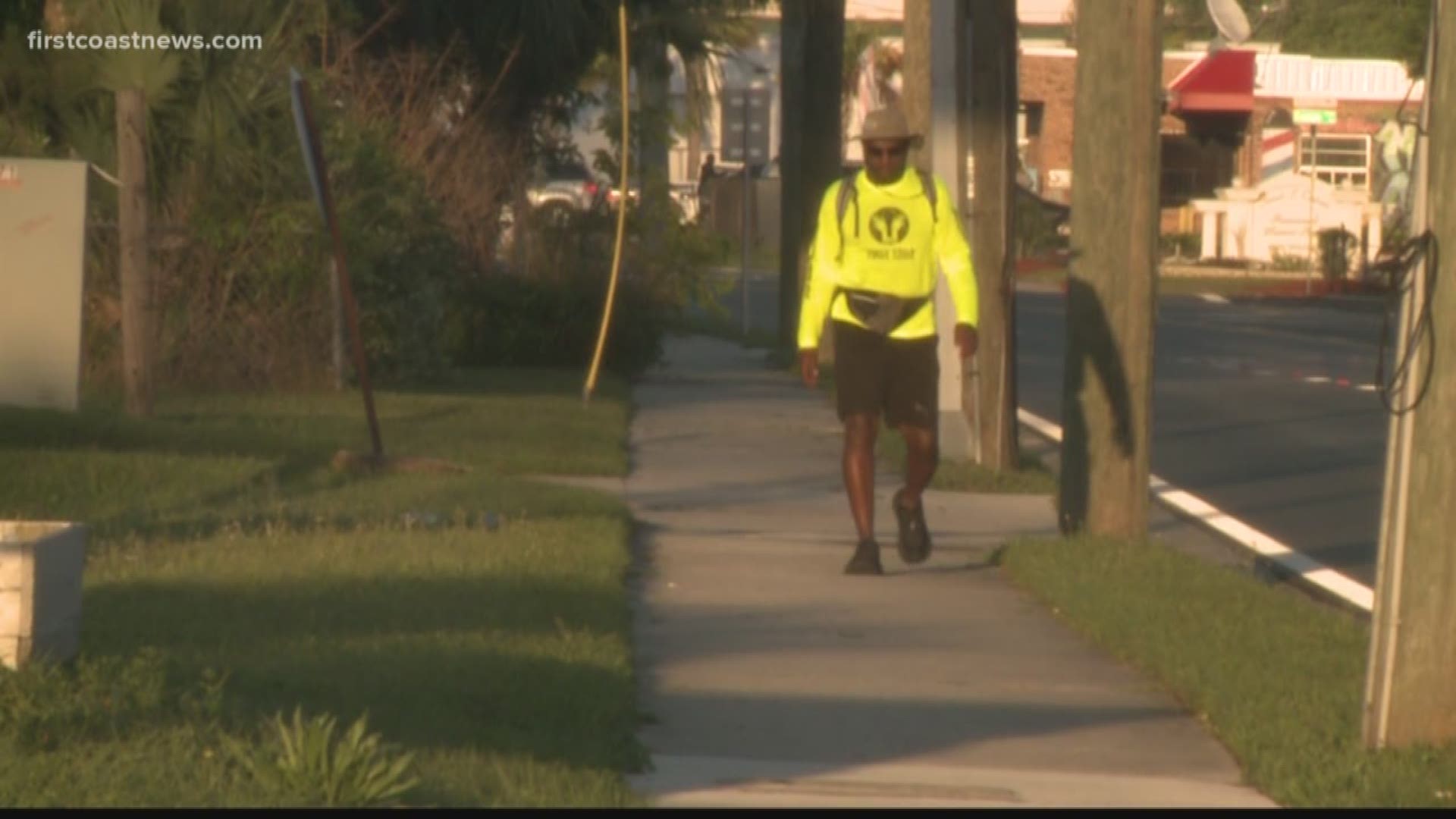Roger Dehart with the Broward County Sheriff's Office started a walking campaign and made it to the First Coast on Monday.
