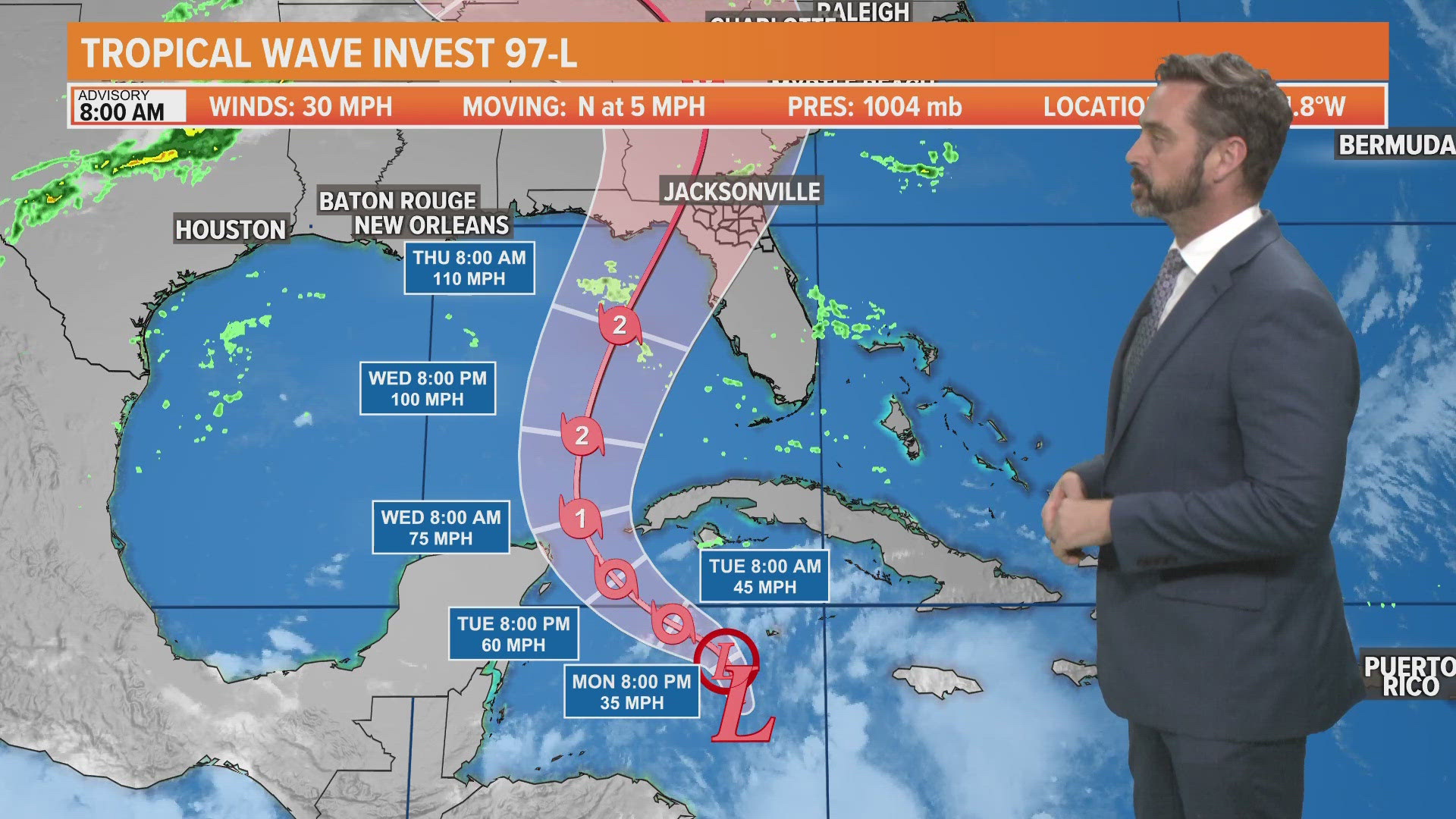 Both the intensity and directional forecasts have this storm becoming a hurricane by early Wednesday morning. It would be named Helene.