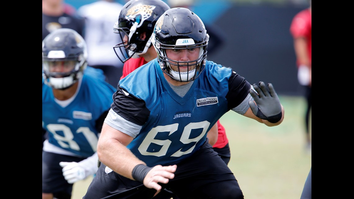 Jacksonville Jaguars center Tyler Shatley (69) is seen during an