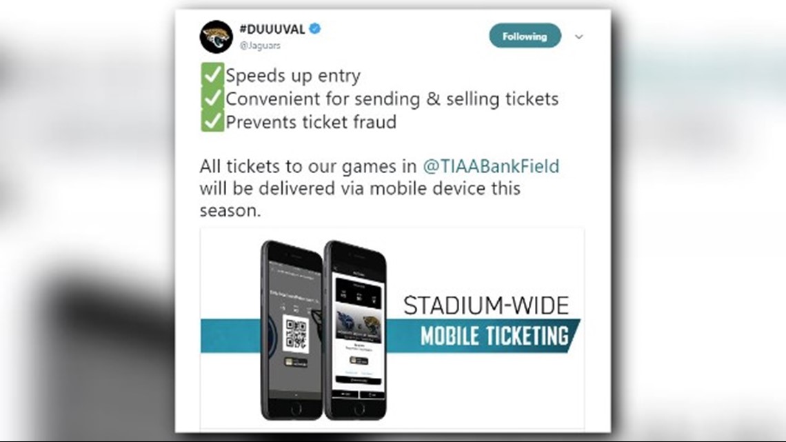 Jaguars go paperless in move to stadium-wide mobile ticketing and