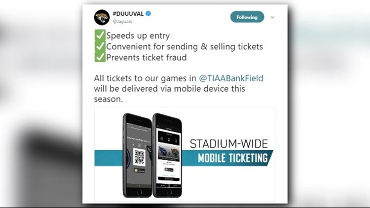 Jaguars move to mobile ticketing for 2018 season