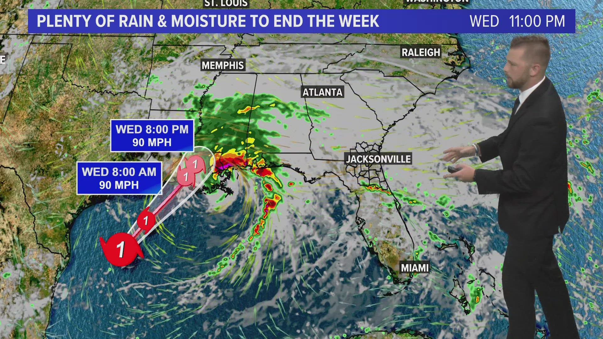 More heavy rain expected on the First Coast as Hurricane Francine makes landfall in Louisiana Wednesday