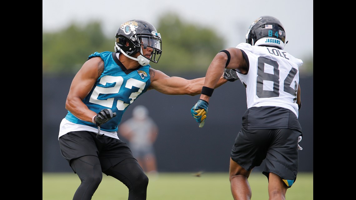 September 10, 2017: Jacksonville Jaguars free safety Tashaun Gipson (39)  enters the field prior to an NFL football game between the Houston Texans  and the Jacksonville Jaguars at NRG Stadium in Houston