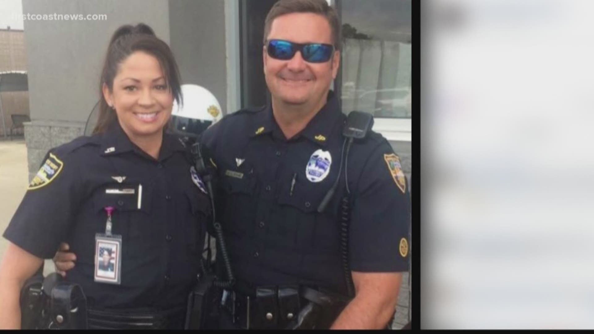 JSO bailiff Cathy Adams and her husband, JSO Officer William Adams and their two teenagers were injured in a crash involving a suspected drunk driver on I-95 in St. Johns County.