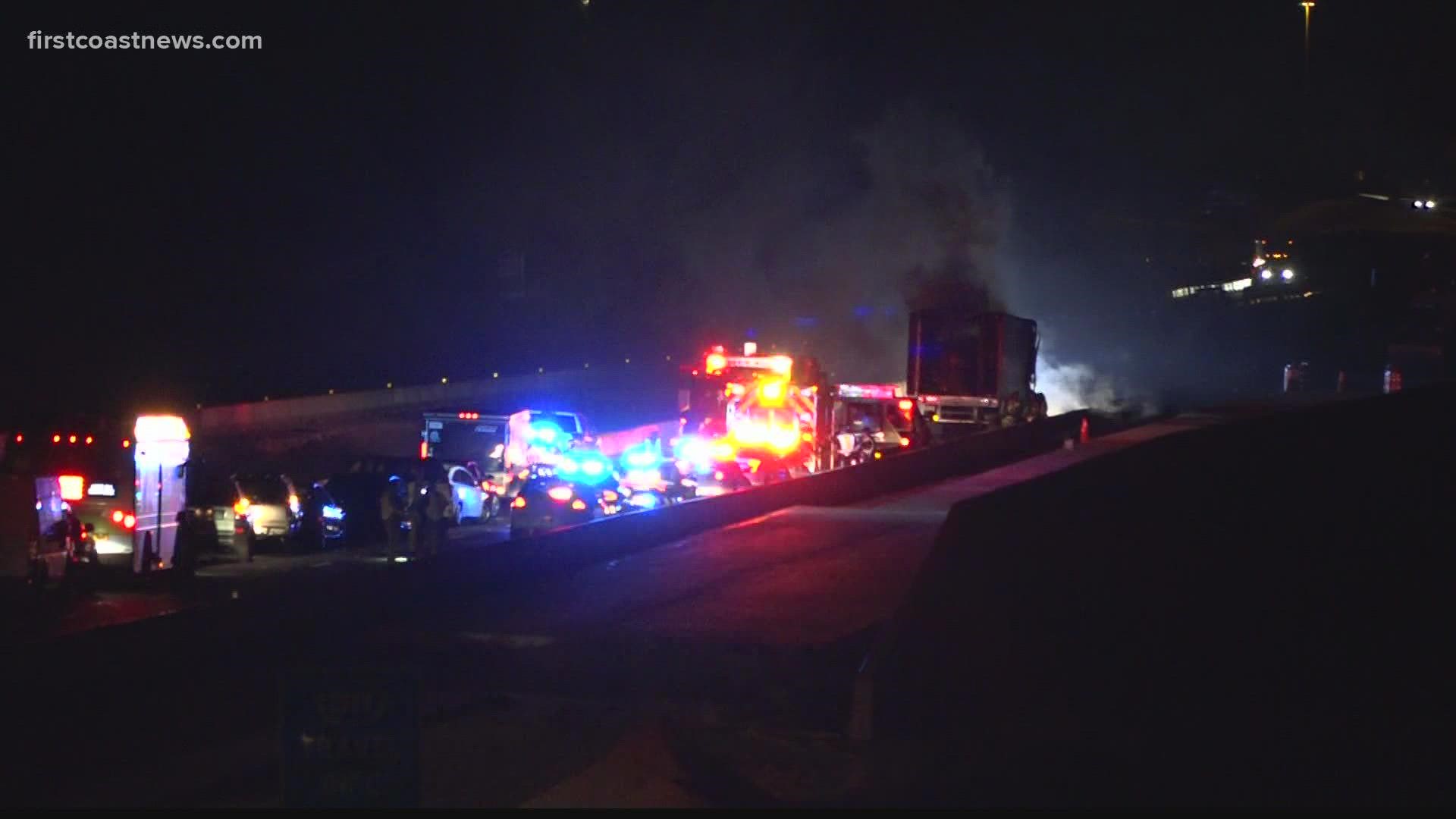 The crash happened at around 1 a.m. on I-295 W. North near mile marker 44 on Jacksonville's Northside.