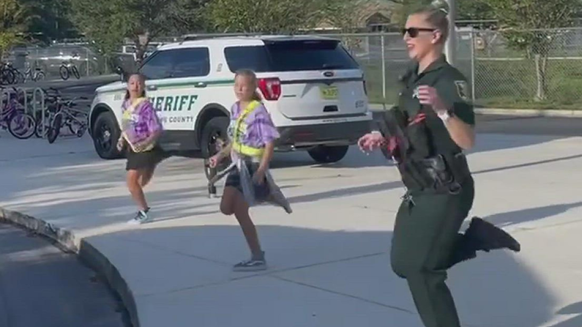 Youth Resource Deputy Carneiro and Hickory Creek’s Safety Patrol have morning drop off down to a science.