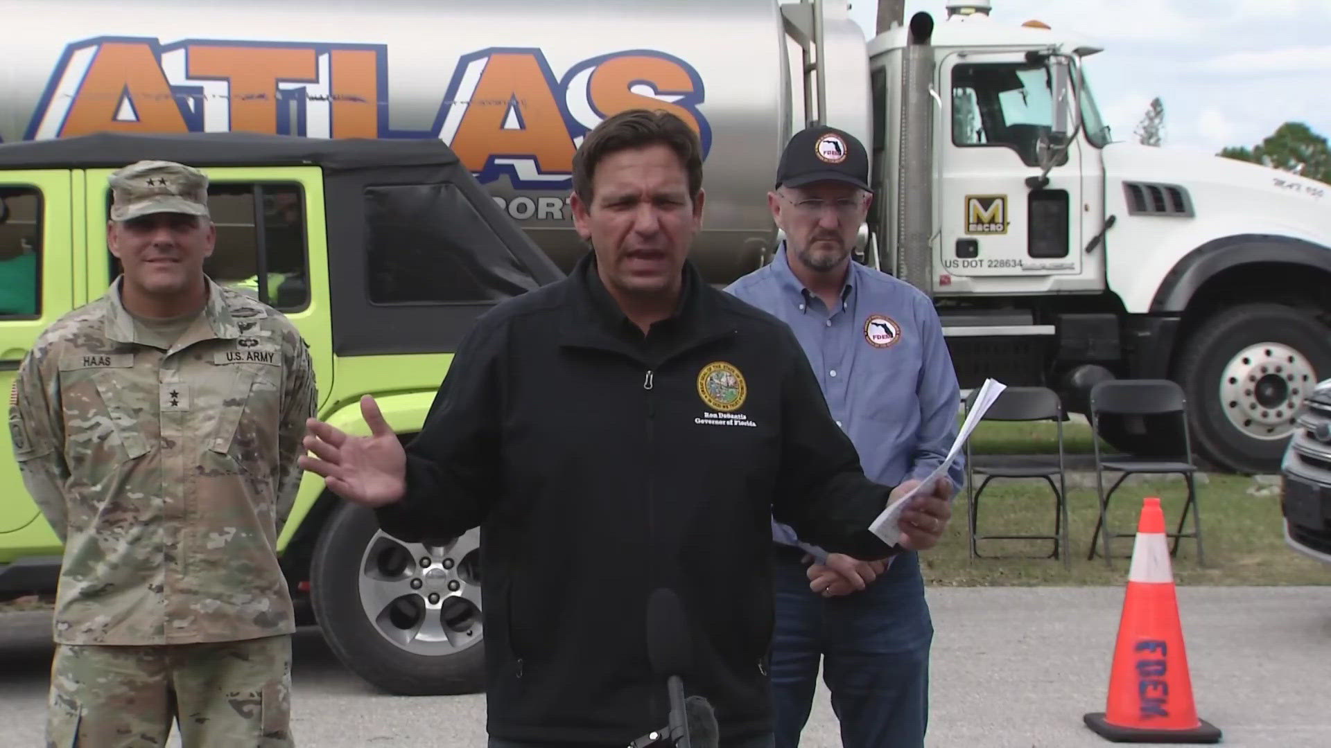 DeSantis said three fuel depots have been opened across the state to help residents, with more expected to open Sunday.